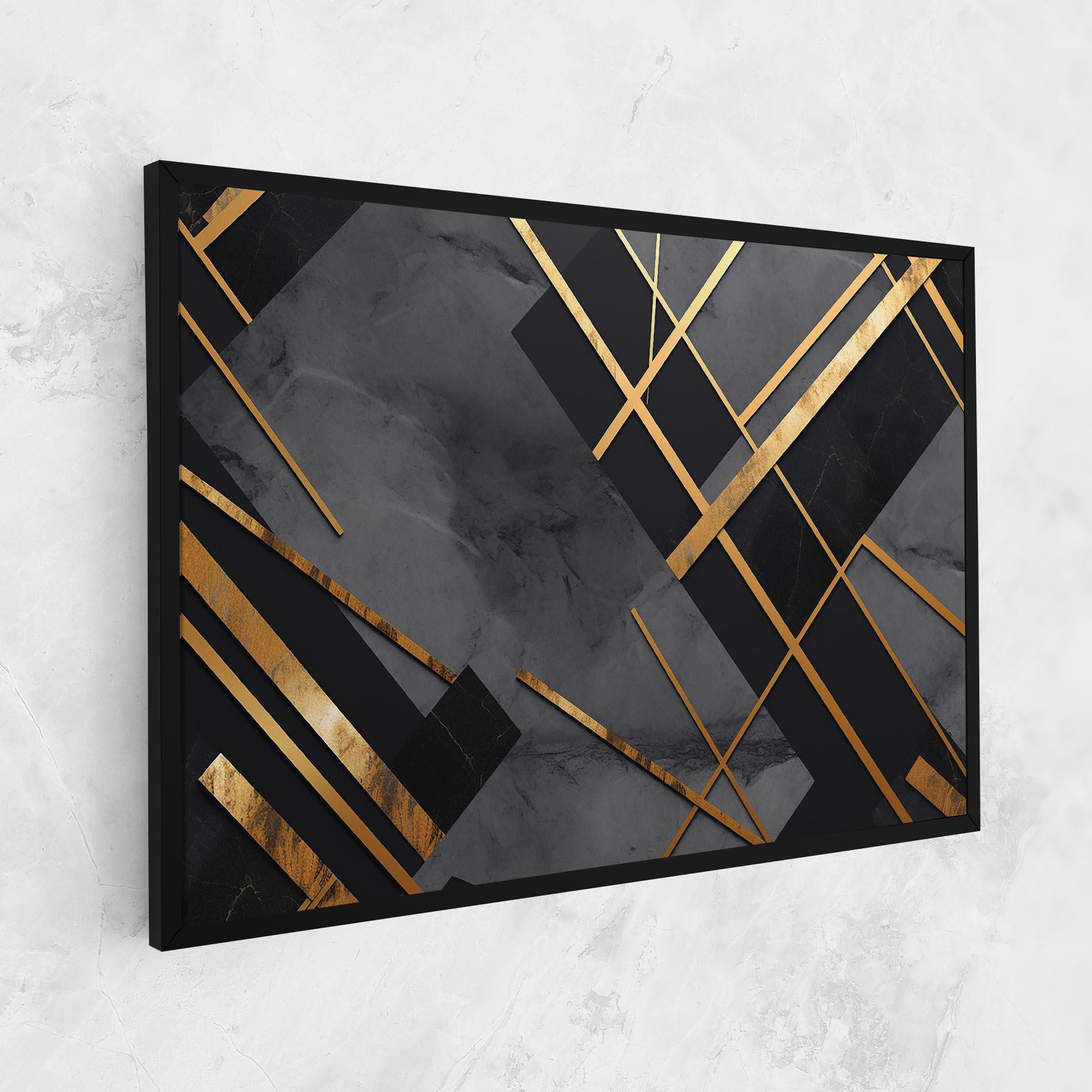 Tablou Canvas Grey Painting With Gold Lines mockup 1