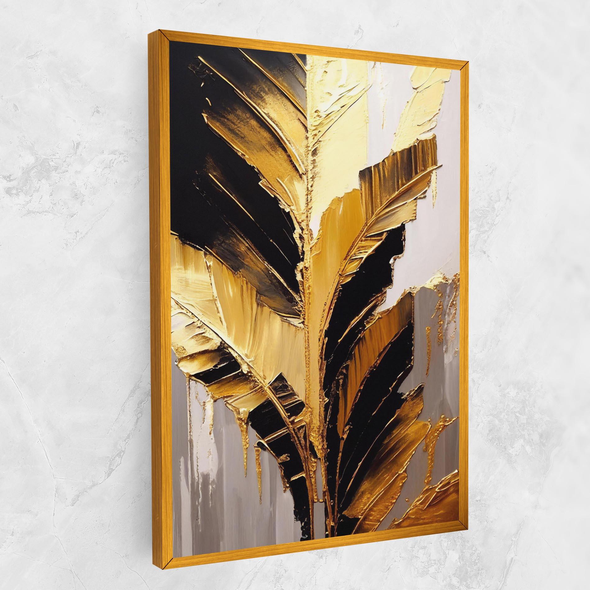 Tablou Canvas Balck With Gold Leafs mockup 1