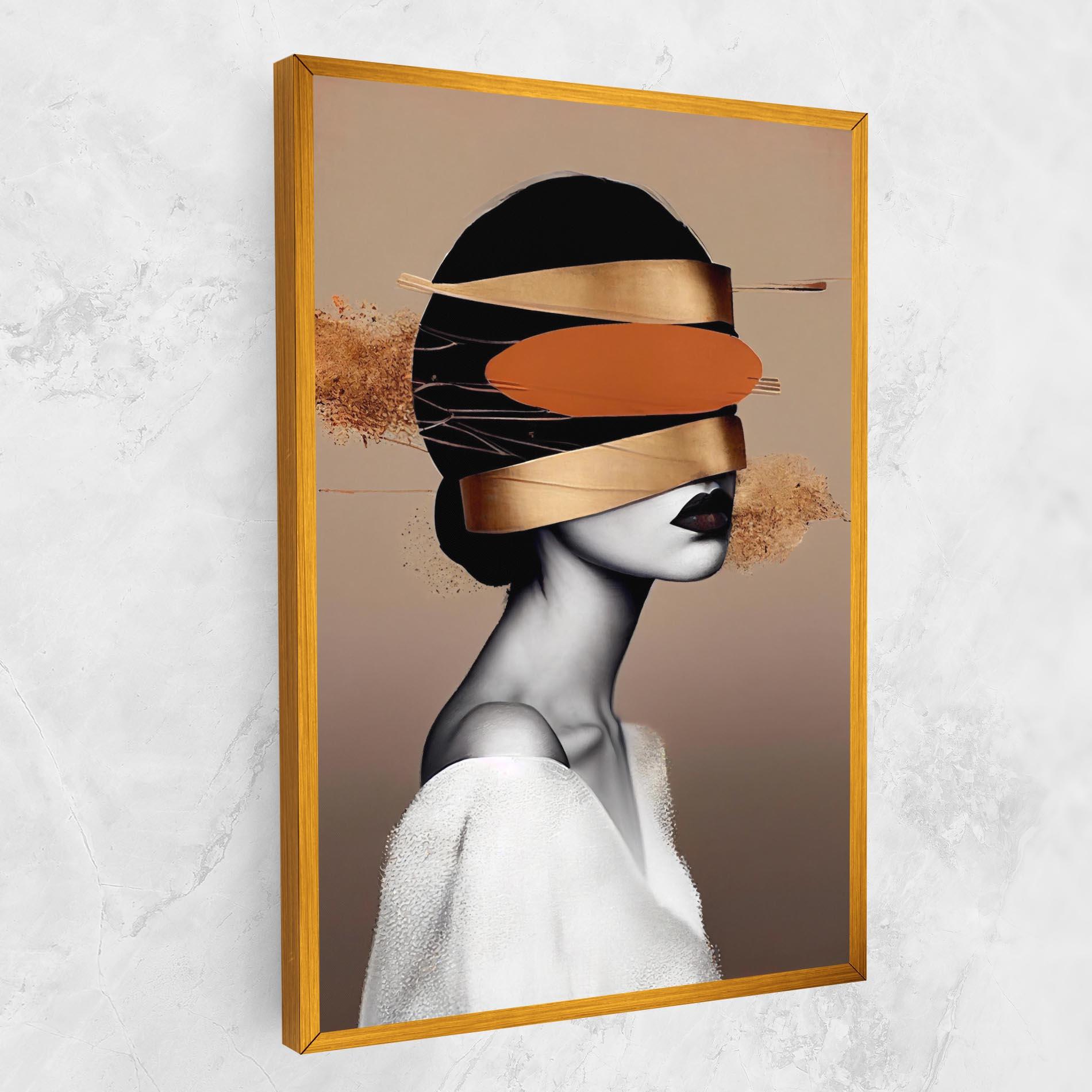 Tablou Canvas Woman With Gold Lines mockup 1