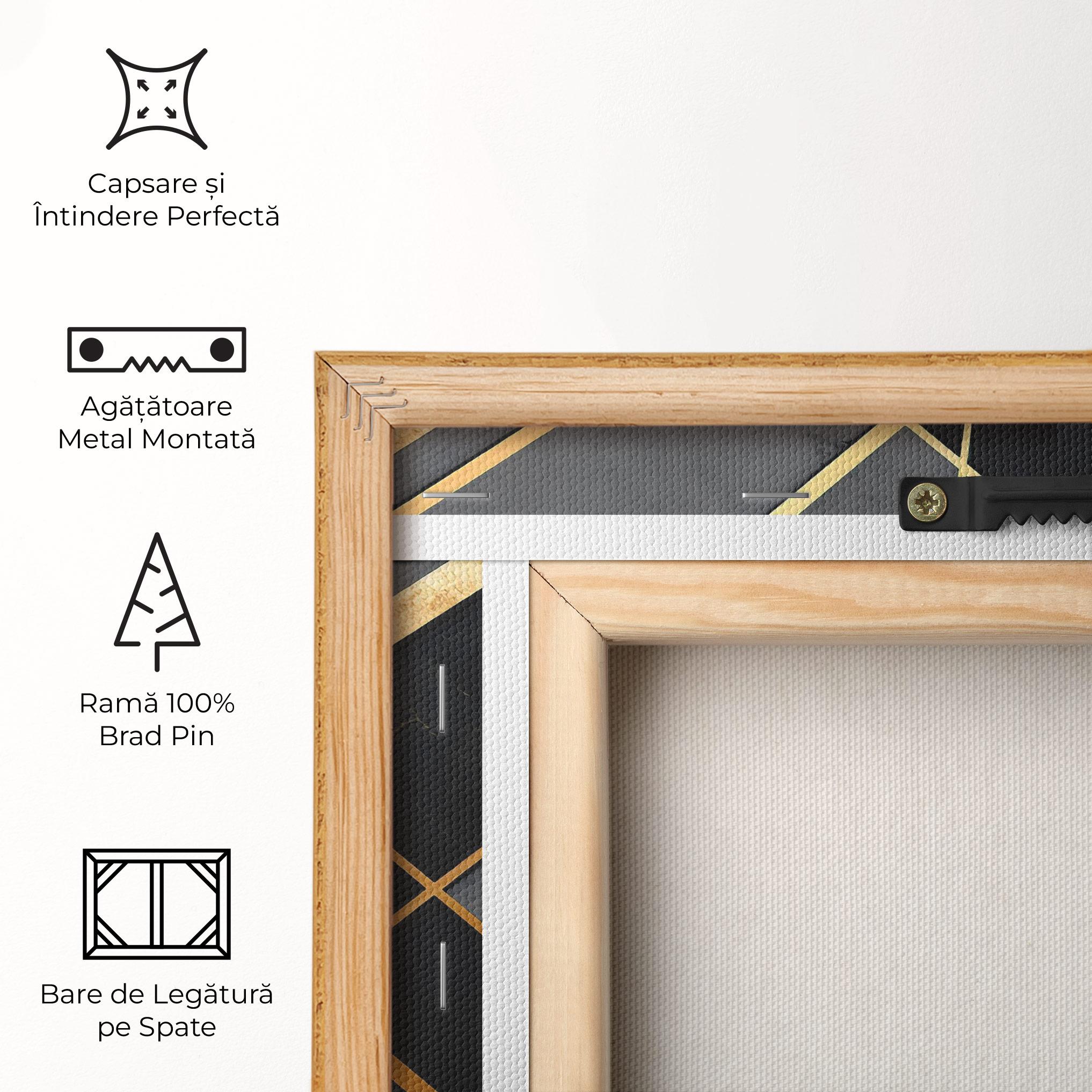 Tablou Canvas Grey Painting With Gold Lines mockup 5