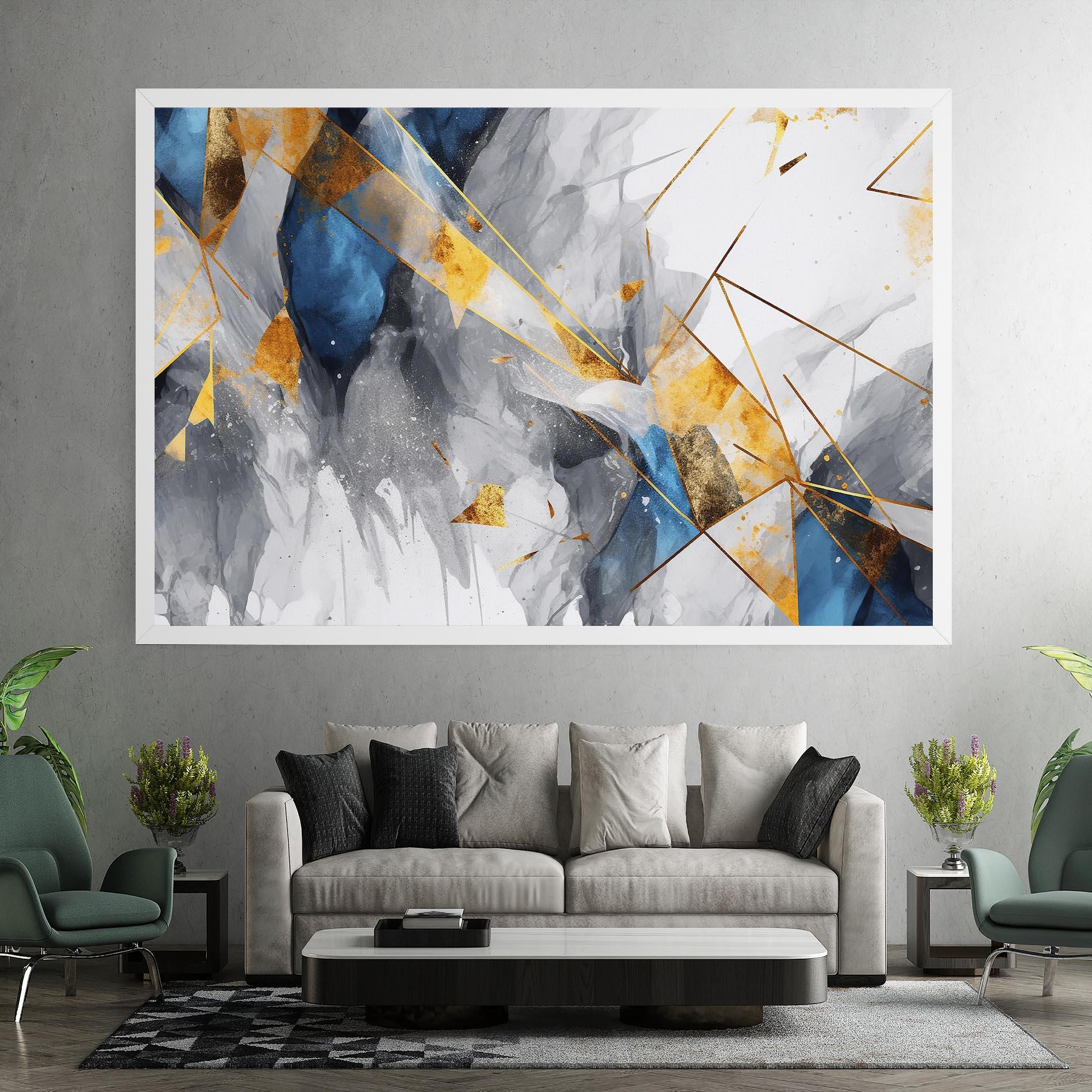 Tablou Canvas Abstract Gold Blue Pattern mockup 7