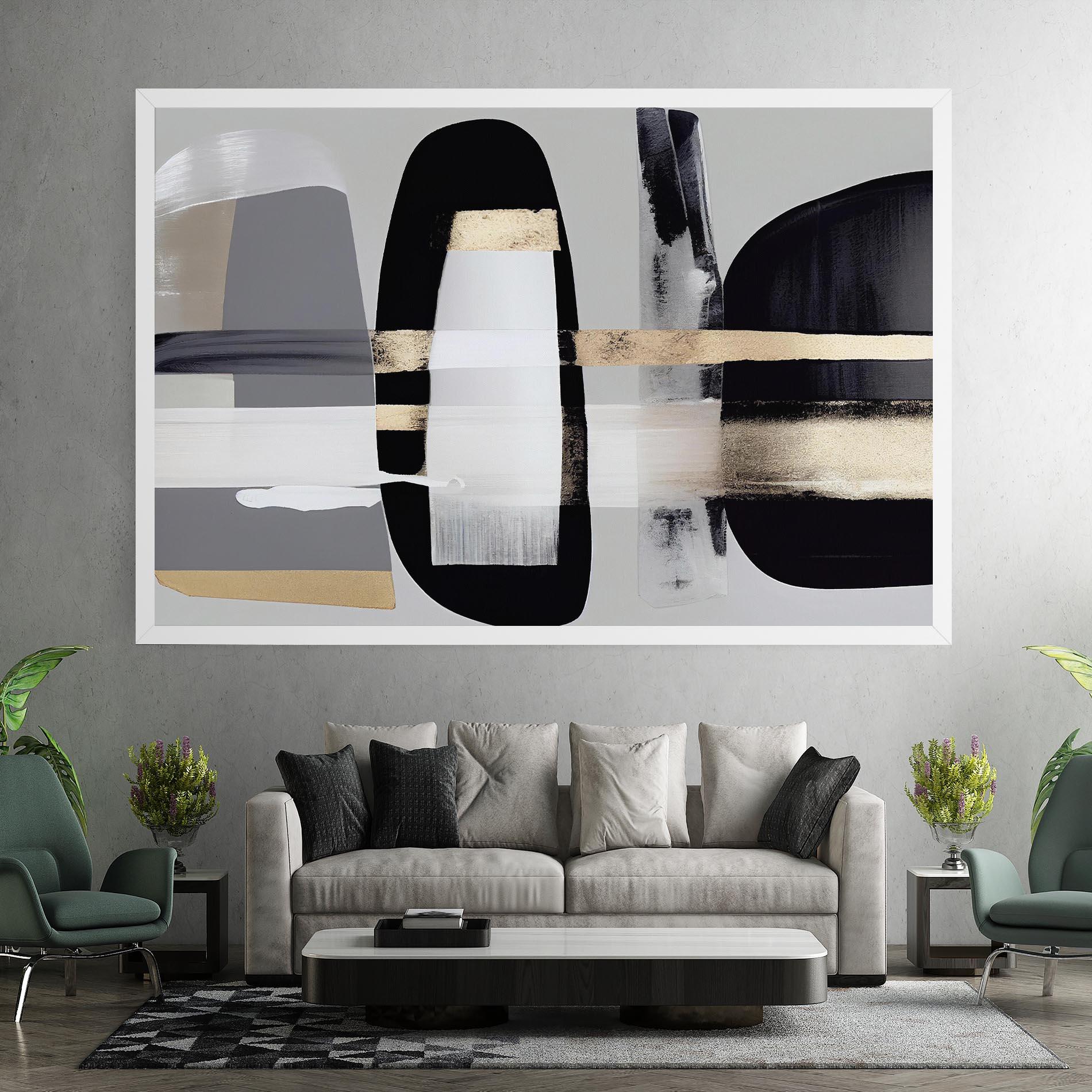 Tablou Canvas Abstract Gold Painting With Black mockup 7