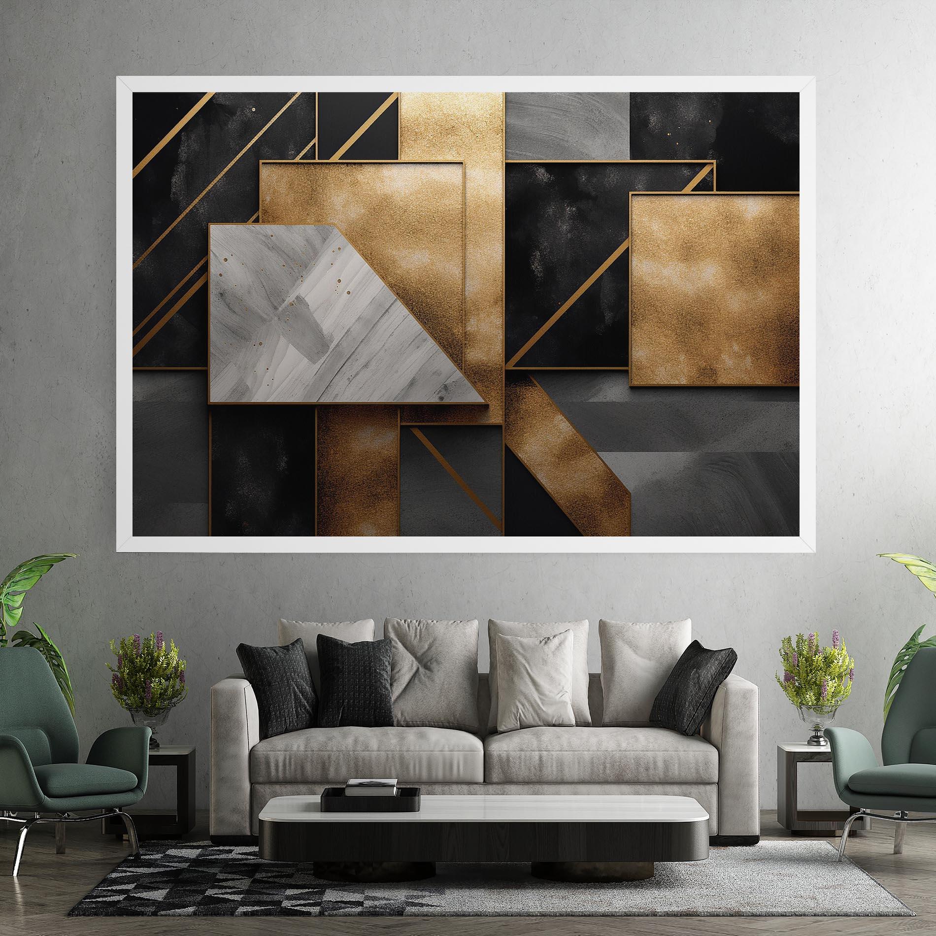 Tablou Canvas Abstract Gold Square mockup 7