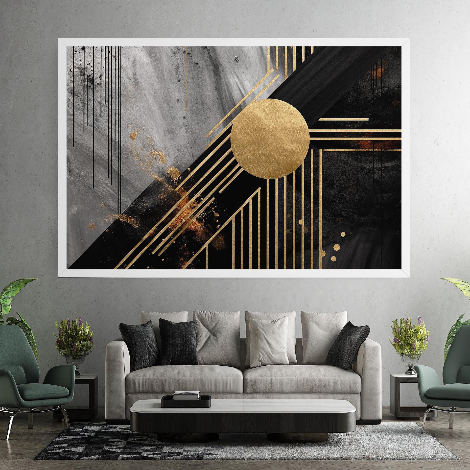 Tablou Canvas Gold Circle With Lines mockup 7