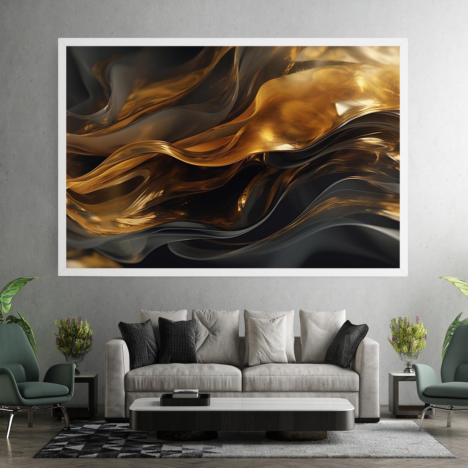 Tablou Canvas Gold With Black Wave mockup 7