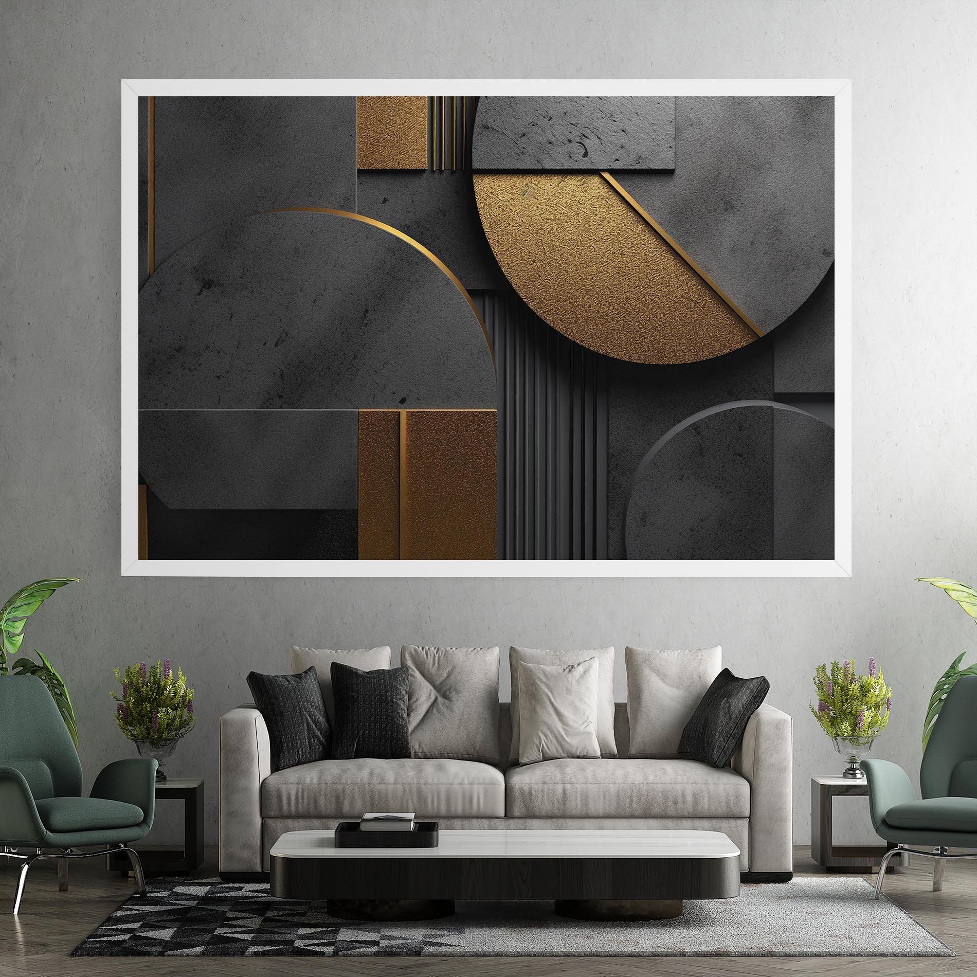 Tablou Canvas Gold With Grey Circle mockup 7