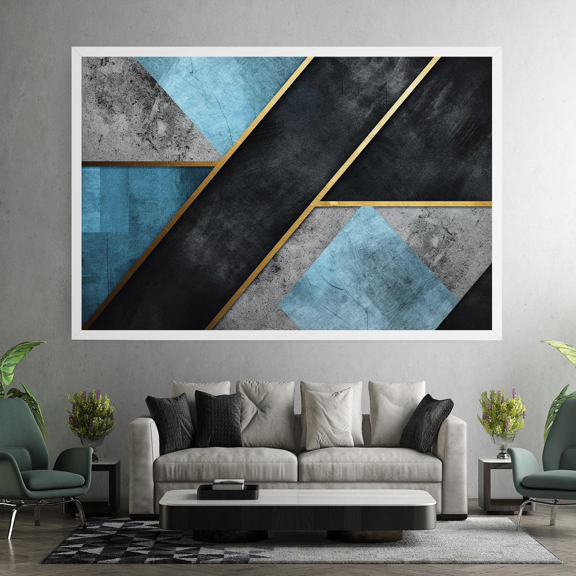 Tablou Canvas Grey With Blue Painting mockup 7