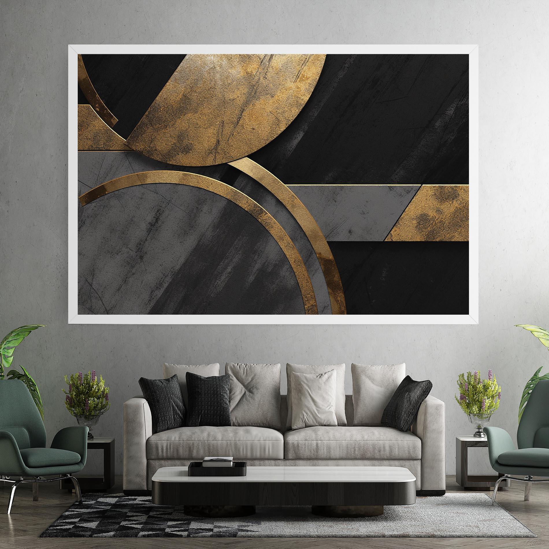 Tablou Canvas Grey With Gold Painting mockup 7