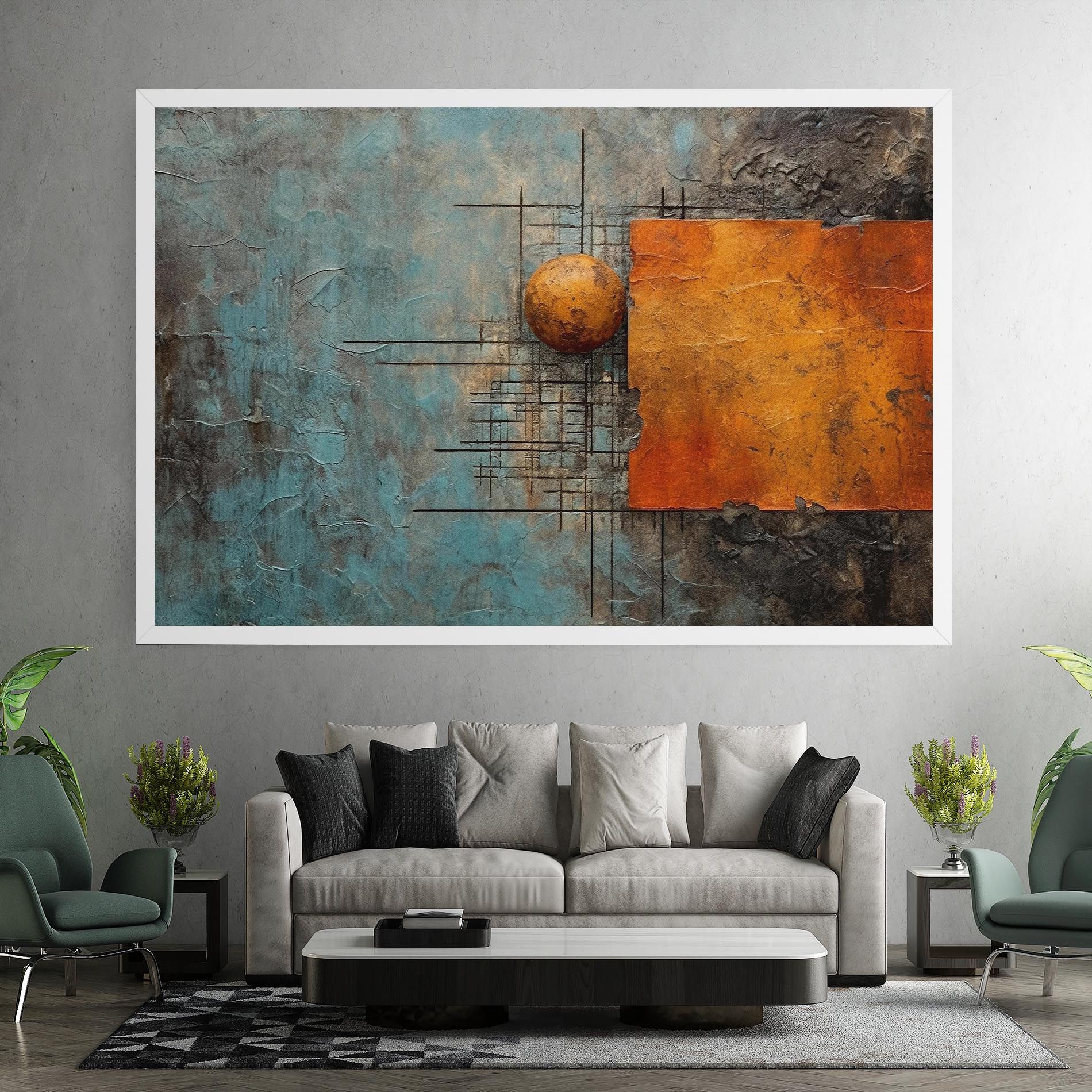 Orange Square Painting mockup 7
