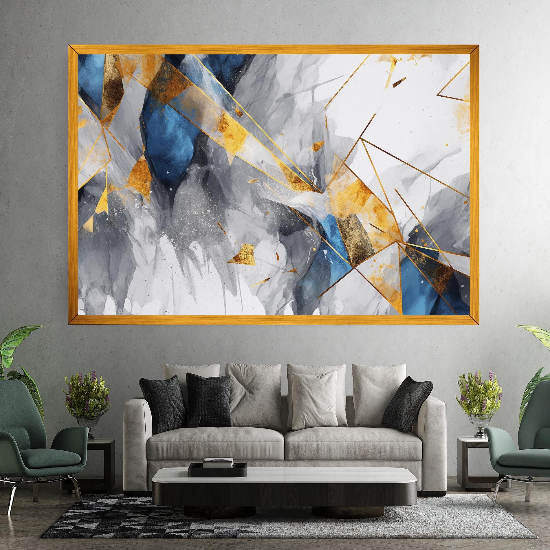 Abstract Gold Blue Pattern mockup 7