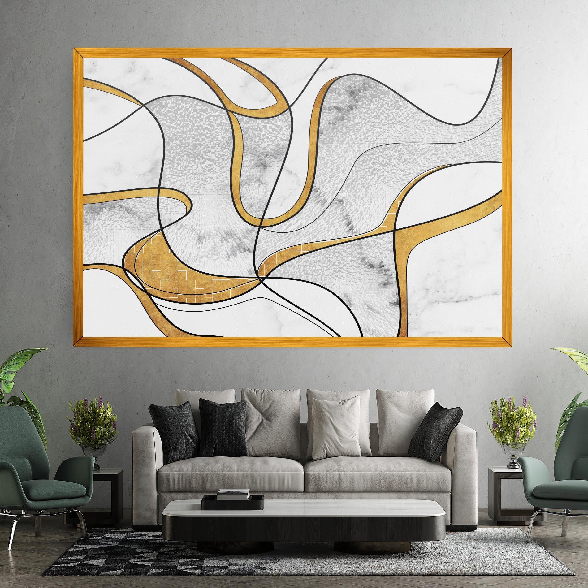 Tablou Canvas Abstract Gold Lines mockup 7