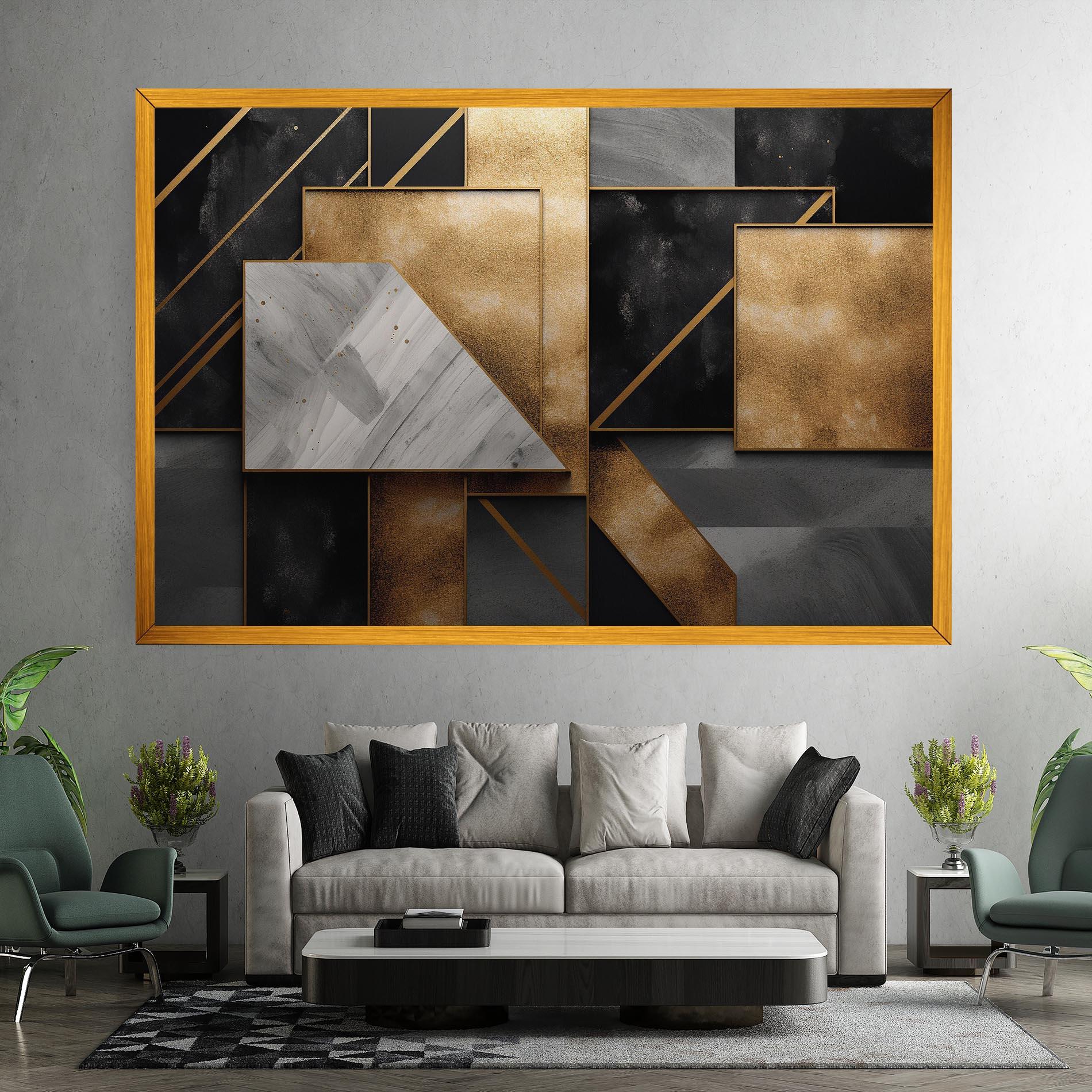 Tablou Canvas Abstract Gold Square mockup 7