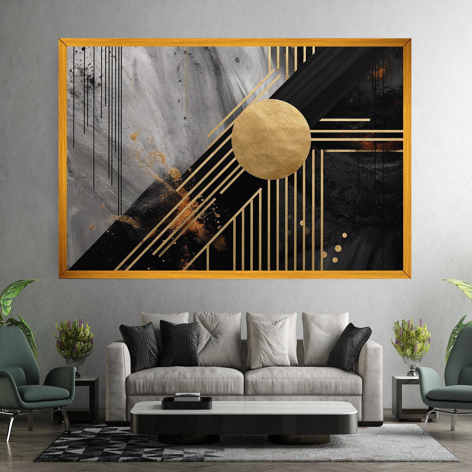 Tablou Canvas Gold Circle With Lines mockup 7