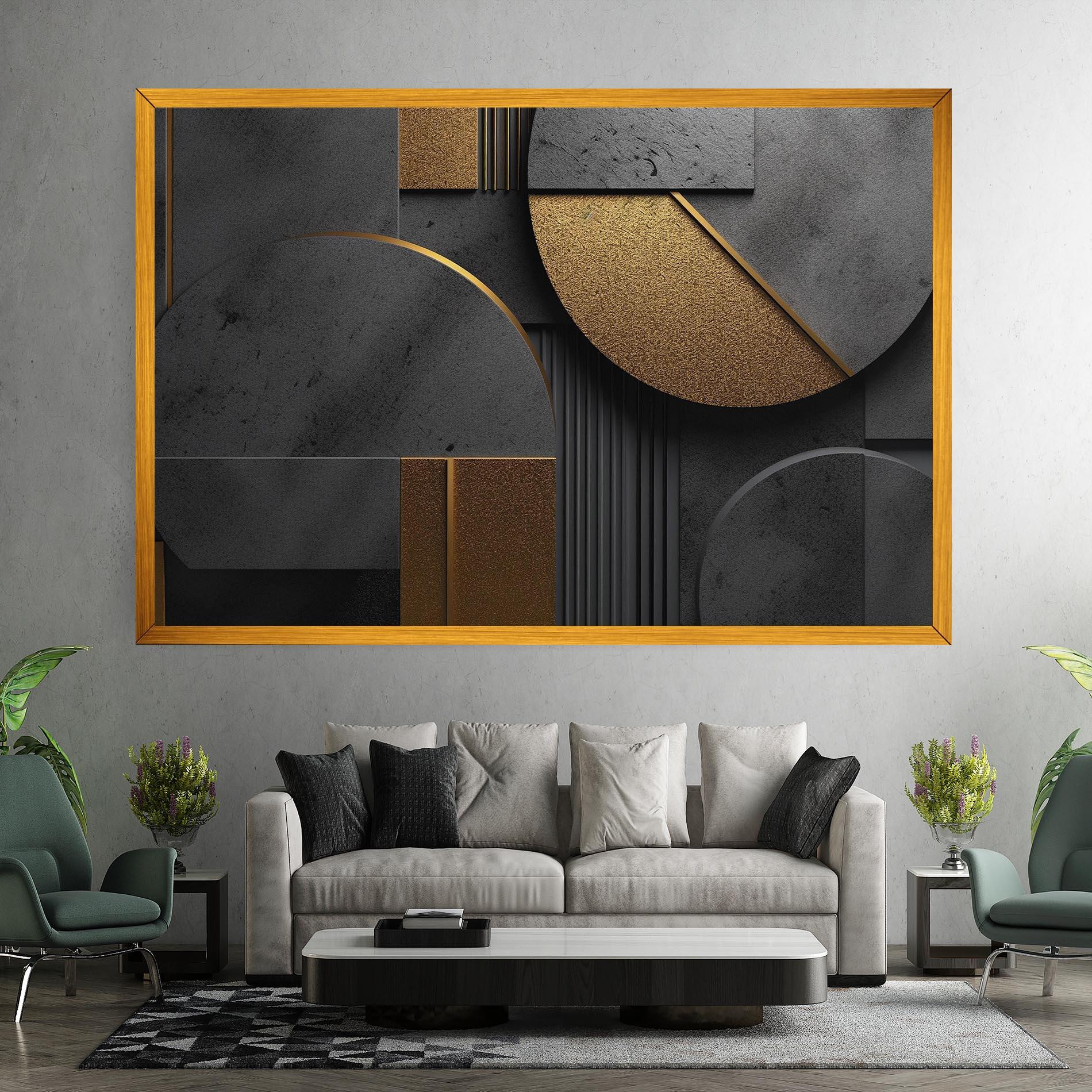 Tablou Canvas Gold With Grey Circle mockup 7