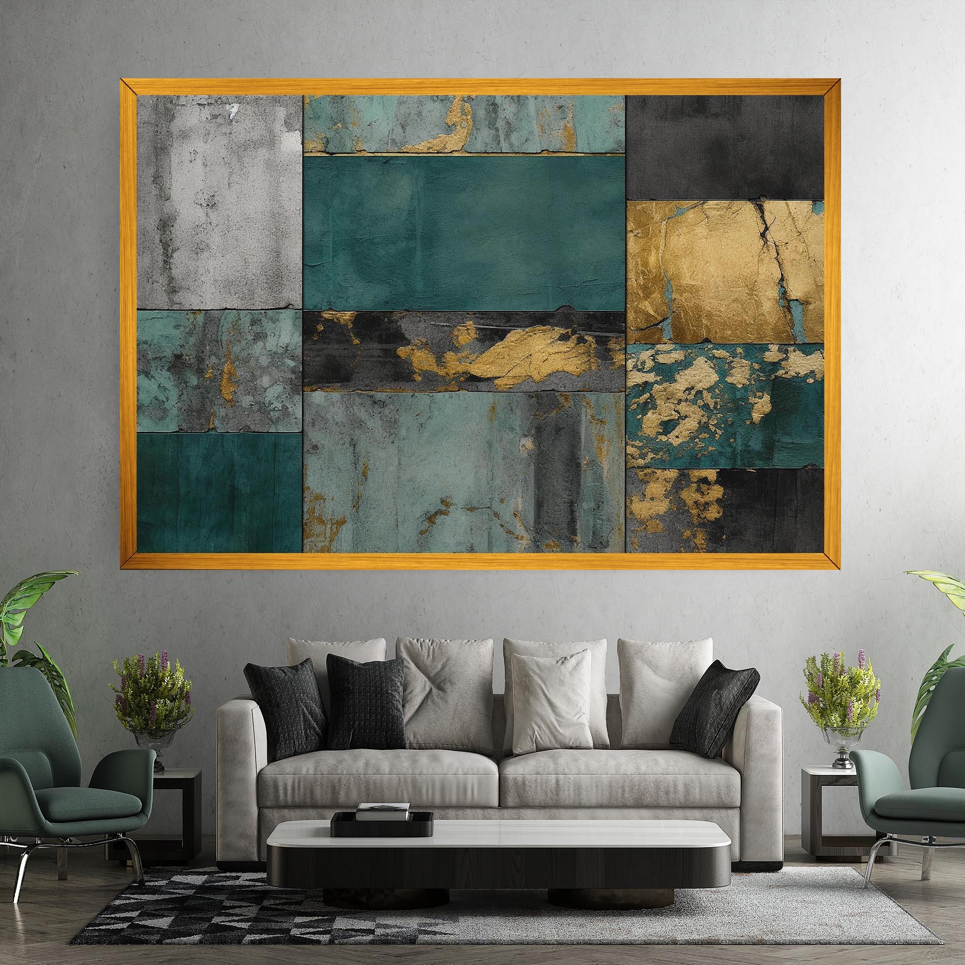 Tablou Canvas Golden Green Painting mockup 7