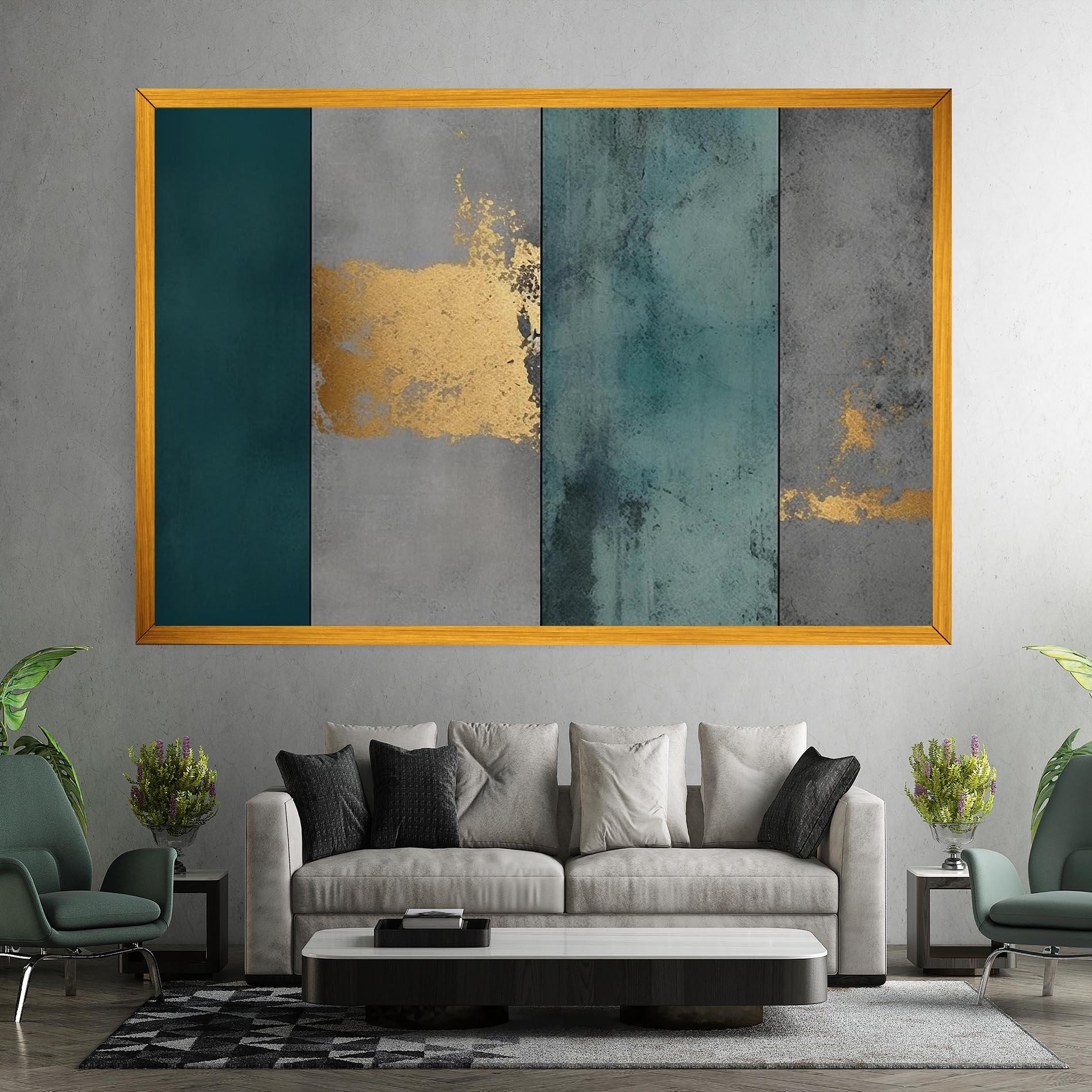 Tablou Canvas Green Colors With Gold mockup 7