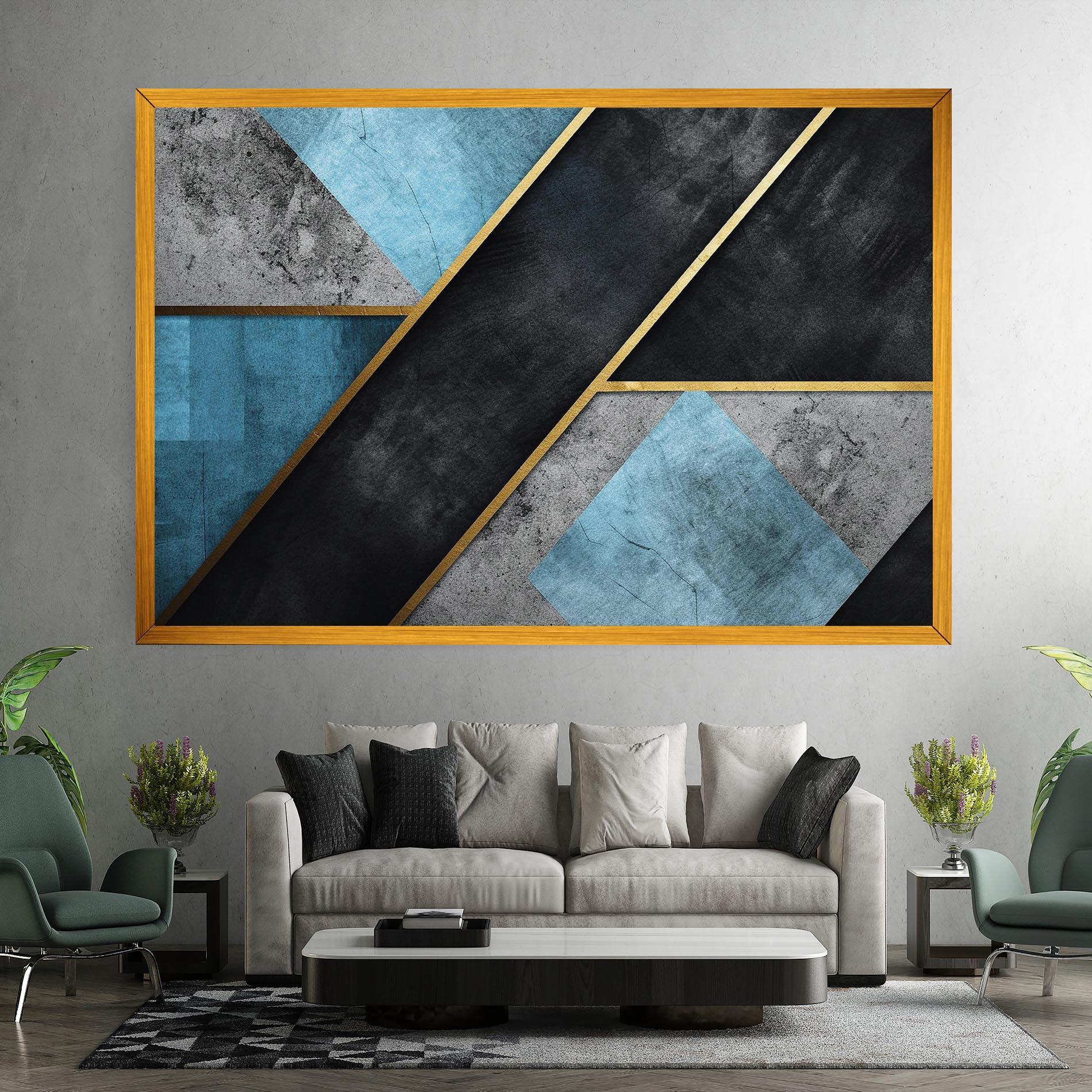 Tablou Canvas Grey With Blue Painting mockup 7