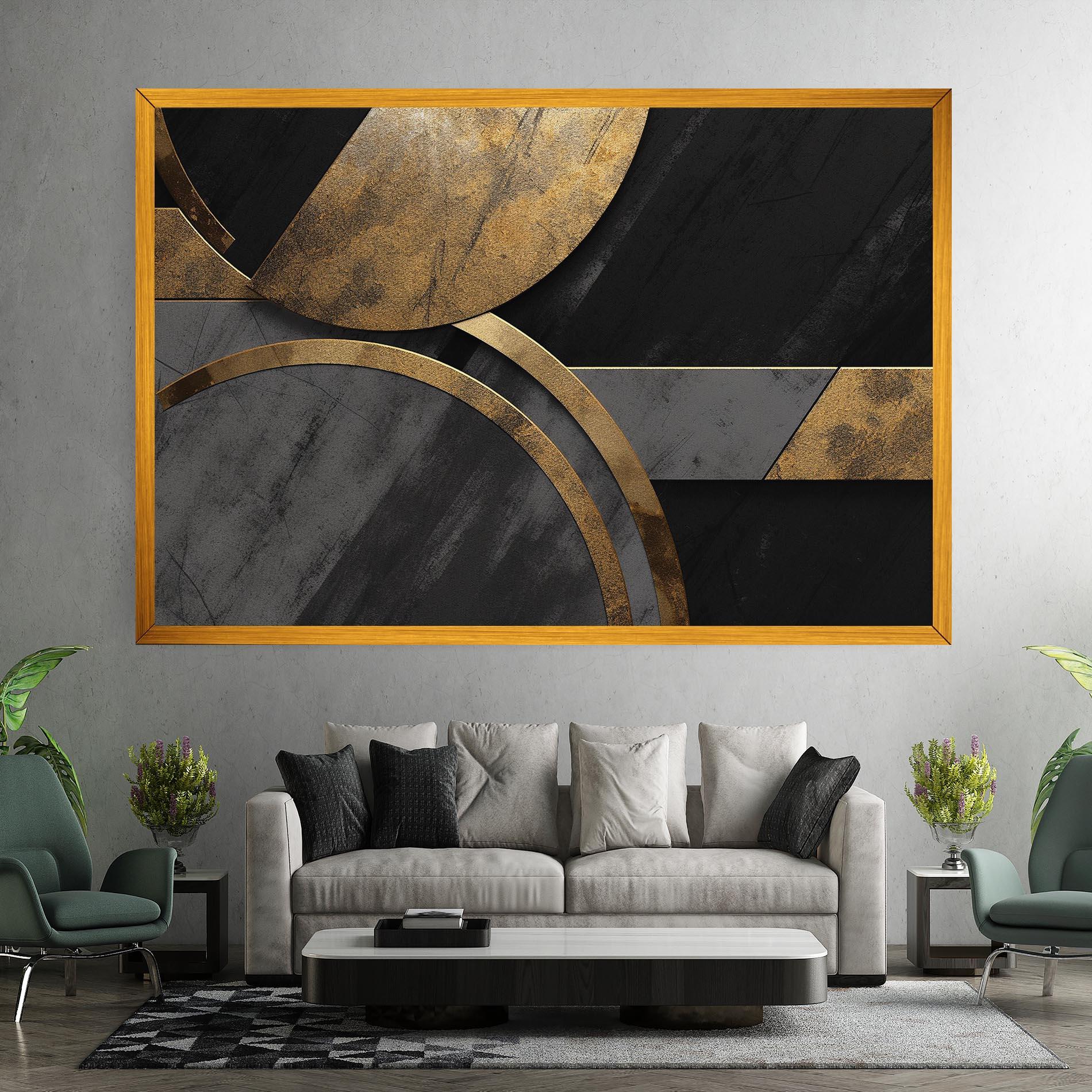 Tablou Canvas Grey With Gold Painting mockup 7