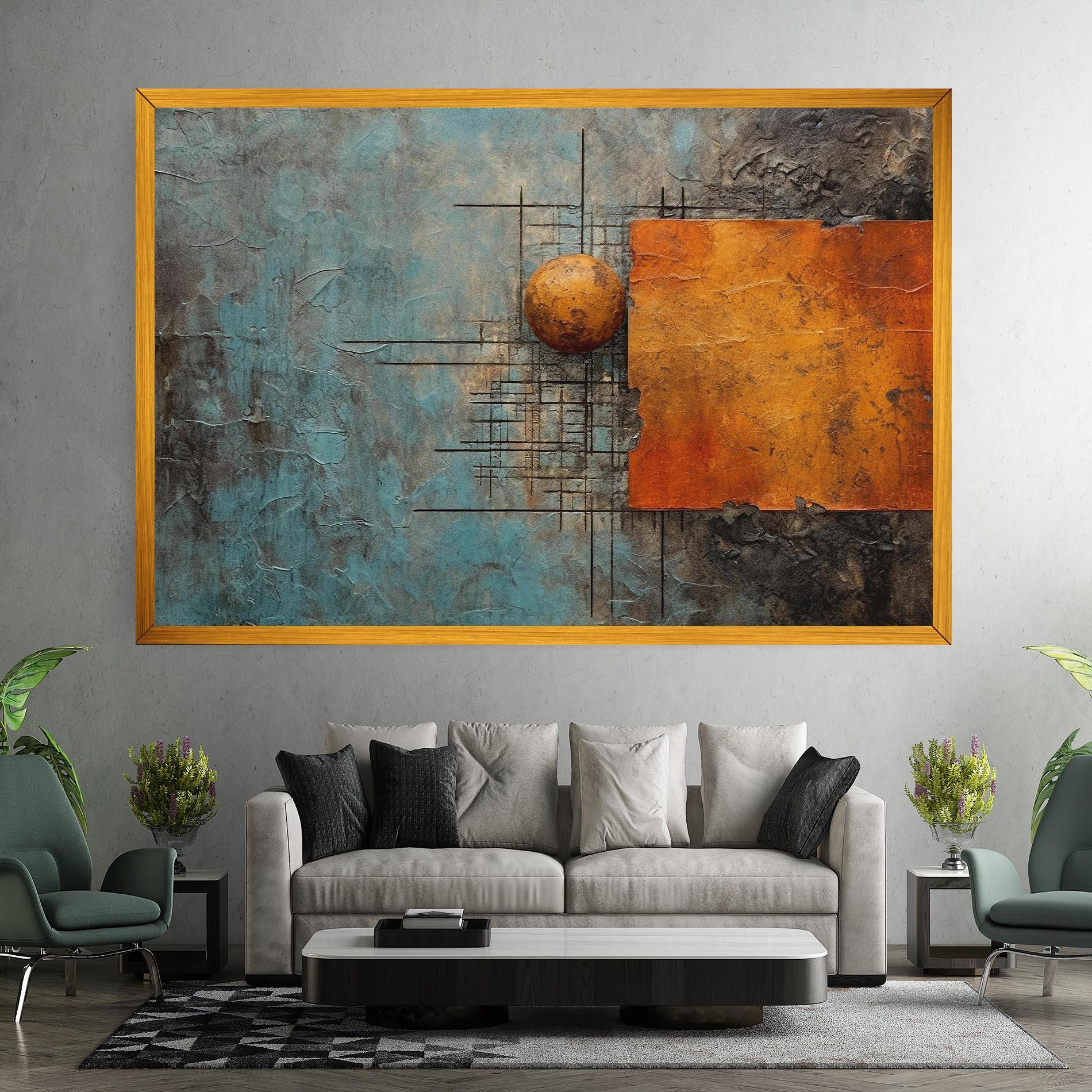 Tablou Canvas Orange Square Painting mockup 7