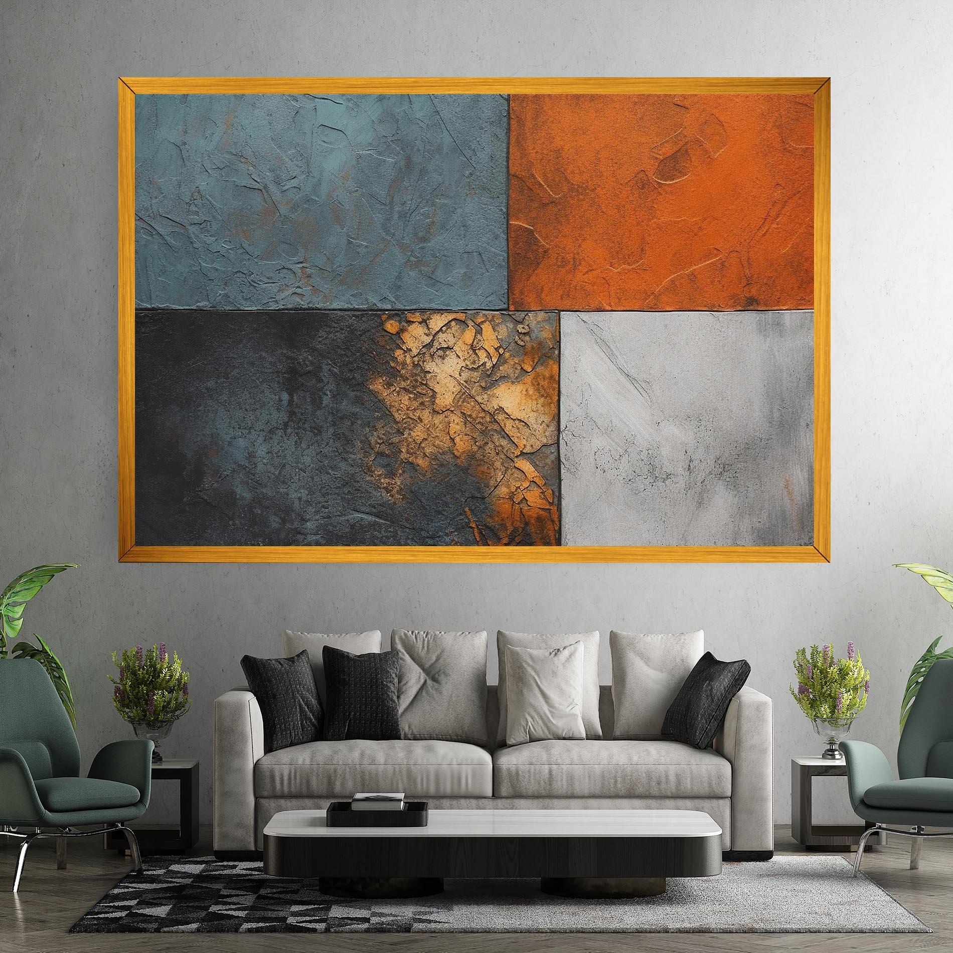 Tablou Canvas White Square With Gold mockup 7