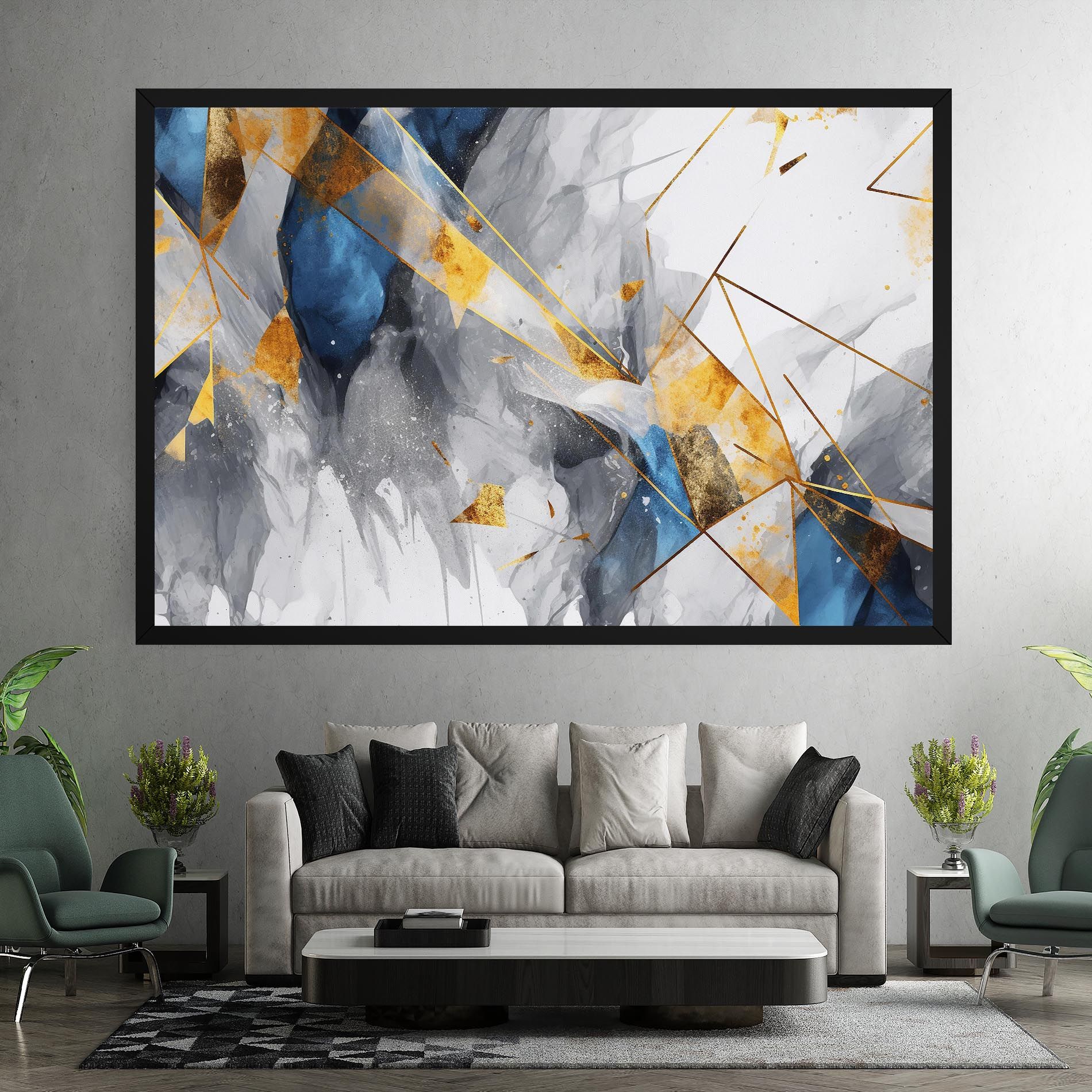 Abstract Gold Blue Pattern mockup 7