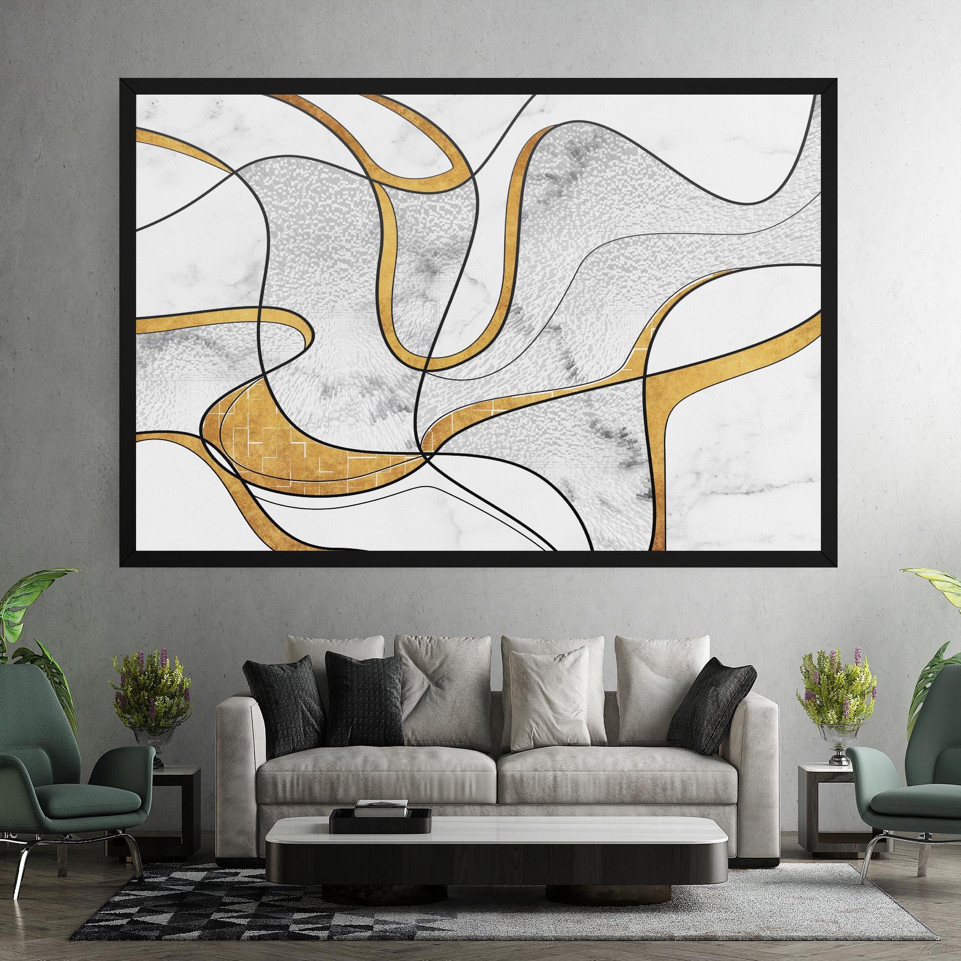 Tablou Canvas Abstract Gold Lines mockup 7