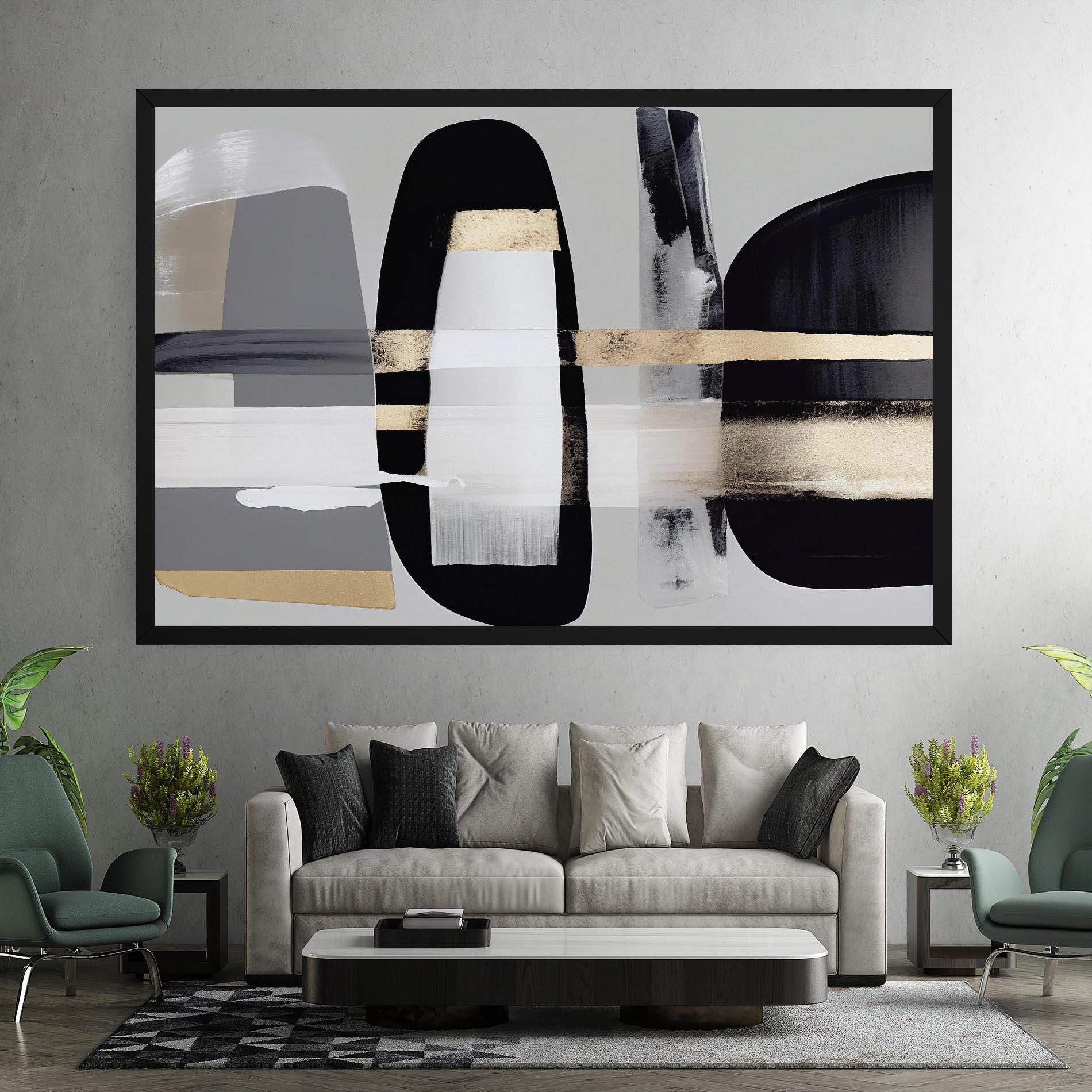 Tablou Canvas Abstract Gold Painting With Black mockup 7