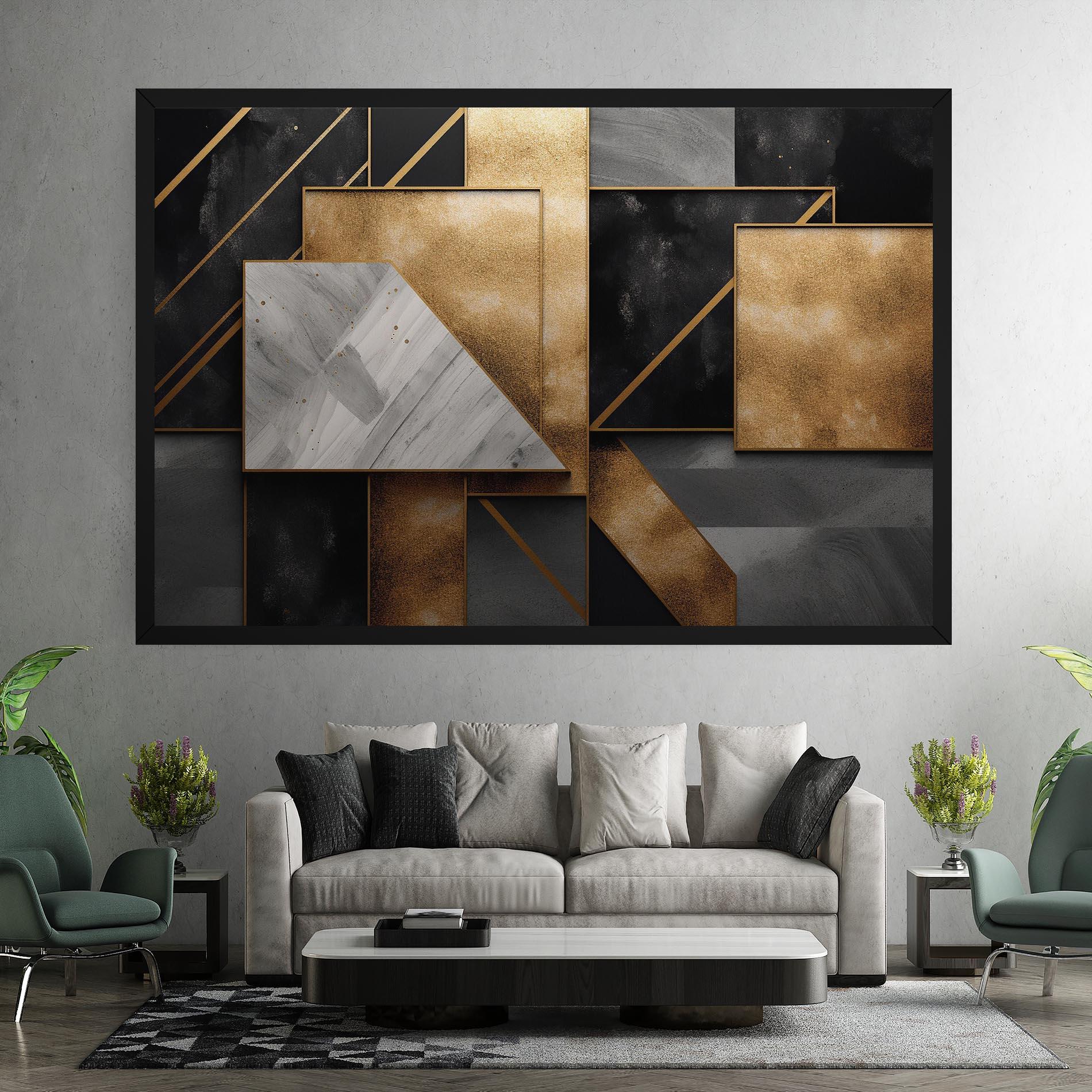 Tablou Canvas Abstract Gold Square mockup 7