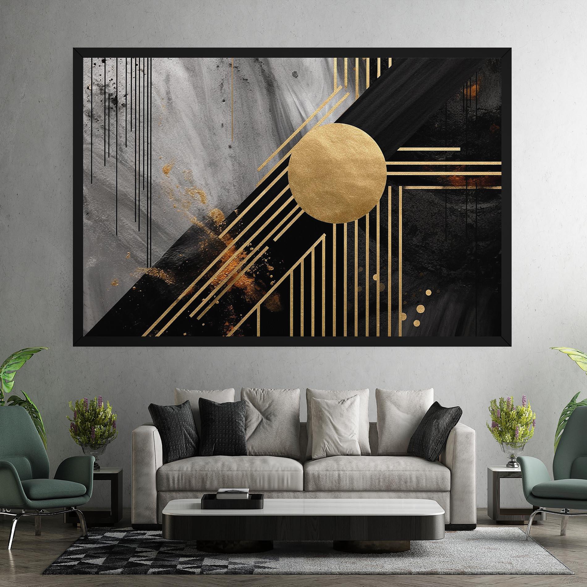 Tablou Canvas Gold Circle With Lines mockup 7