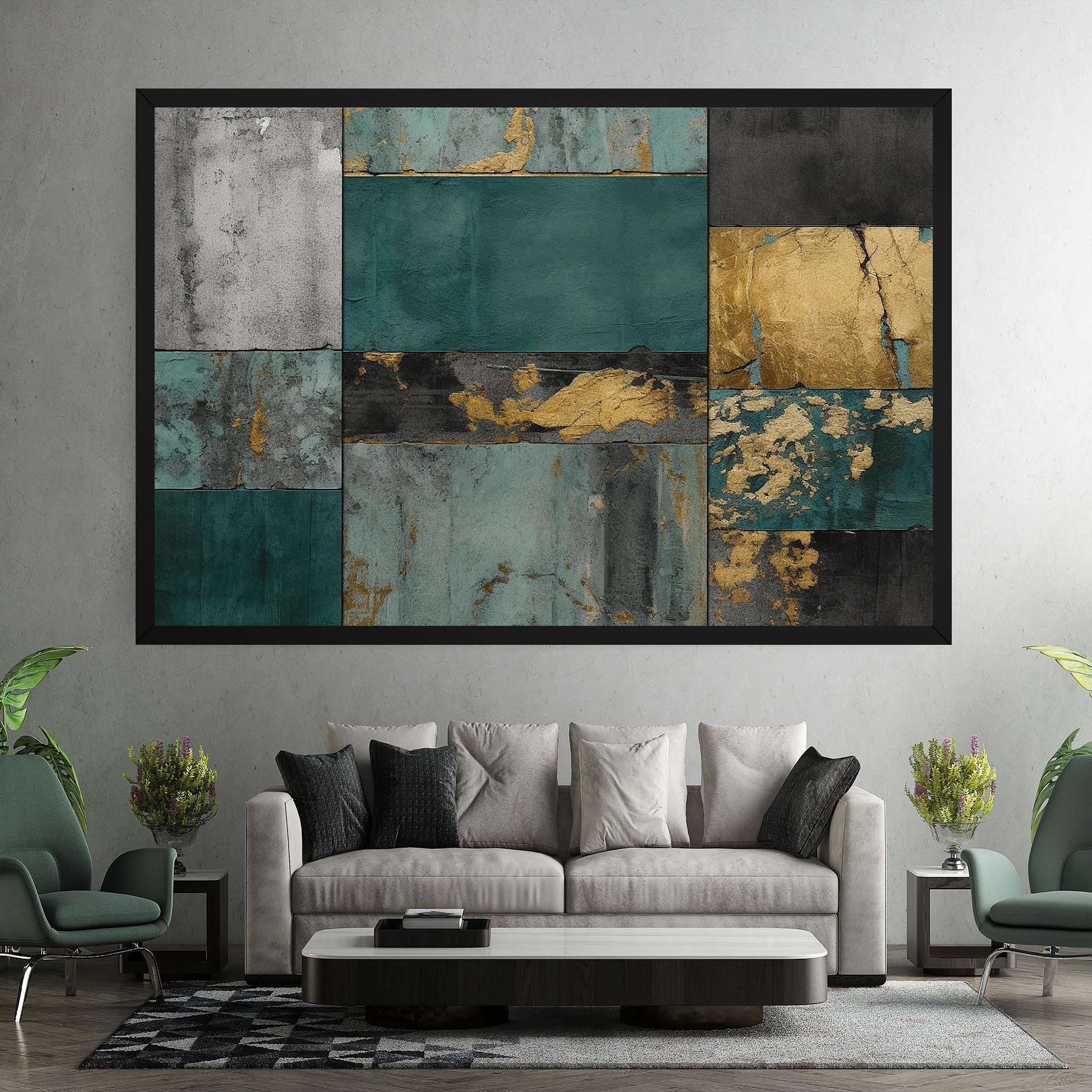 Tablou Canvas Golden Green Painting mockup 7