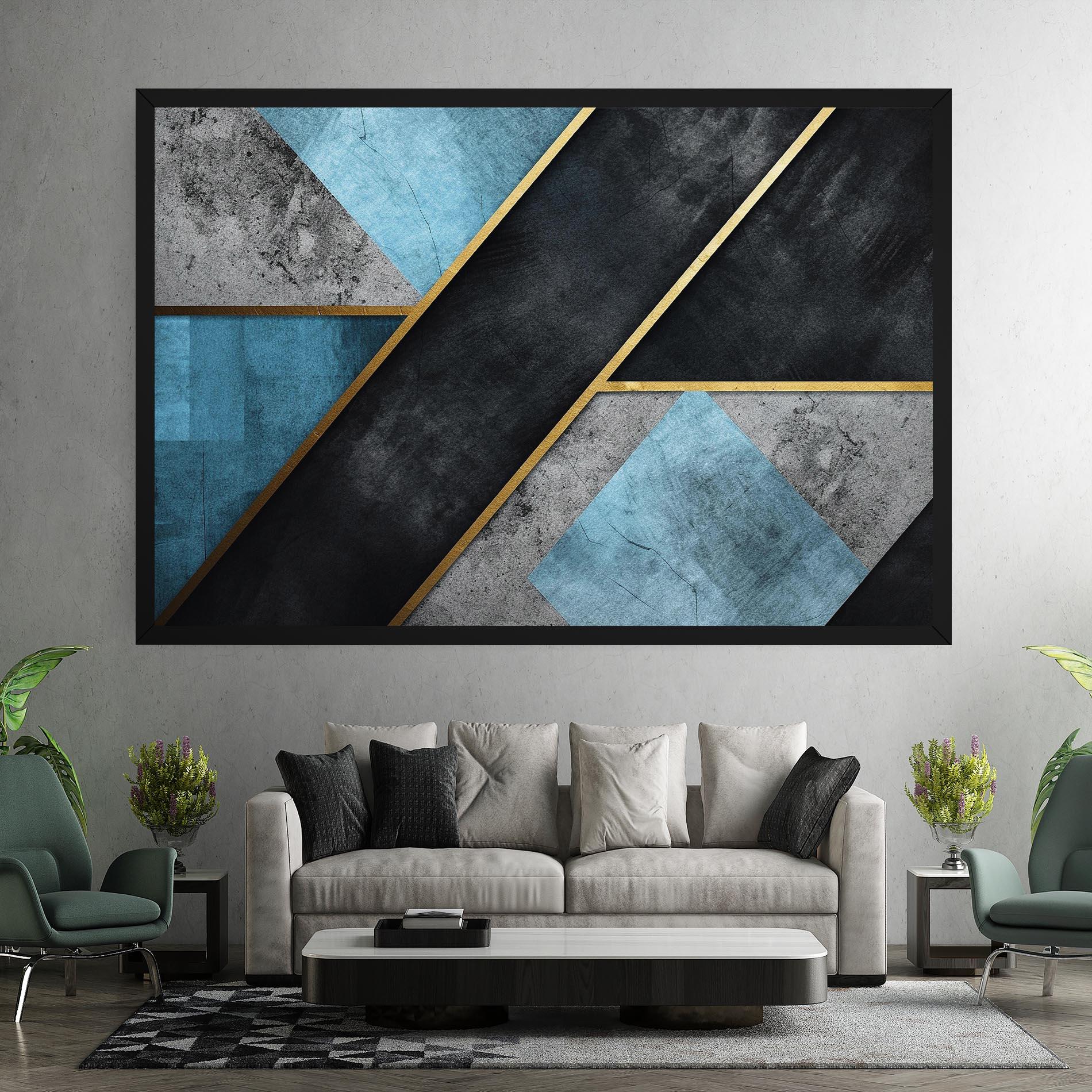 Tablou Canvas Grey With Blue Painting mockup 7