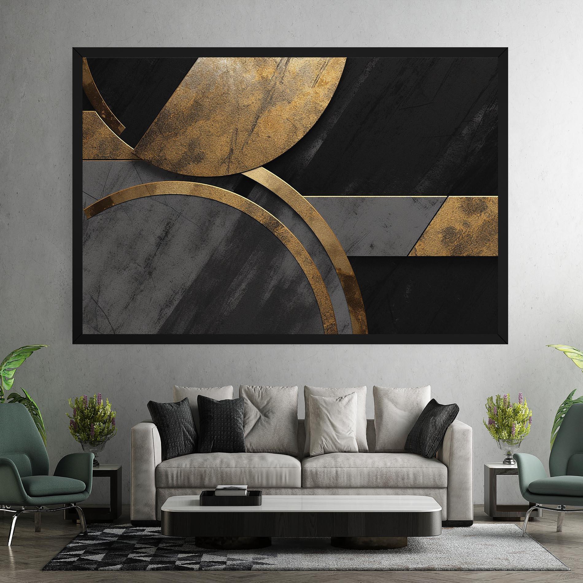 Tablou Canvas Grey With Gold Painting mockup 7
