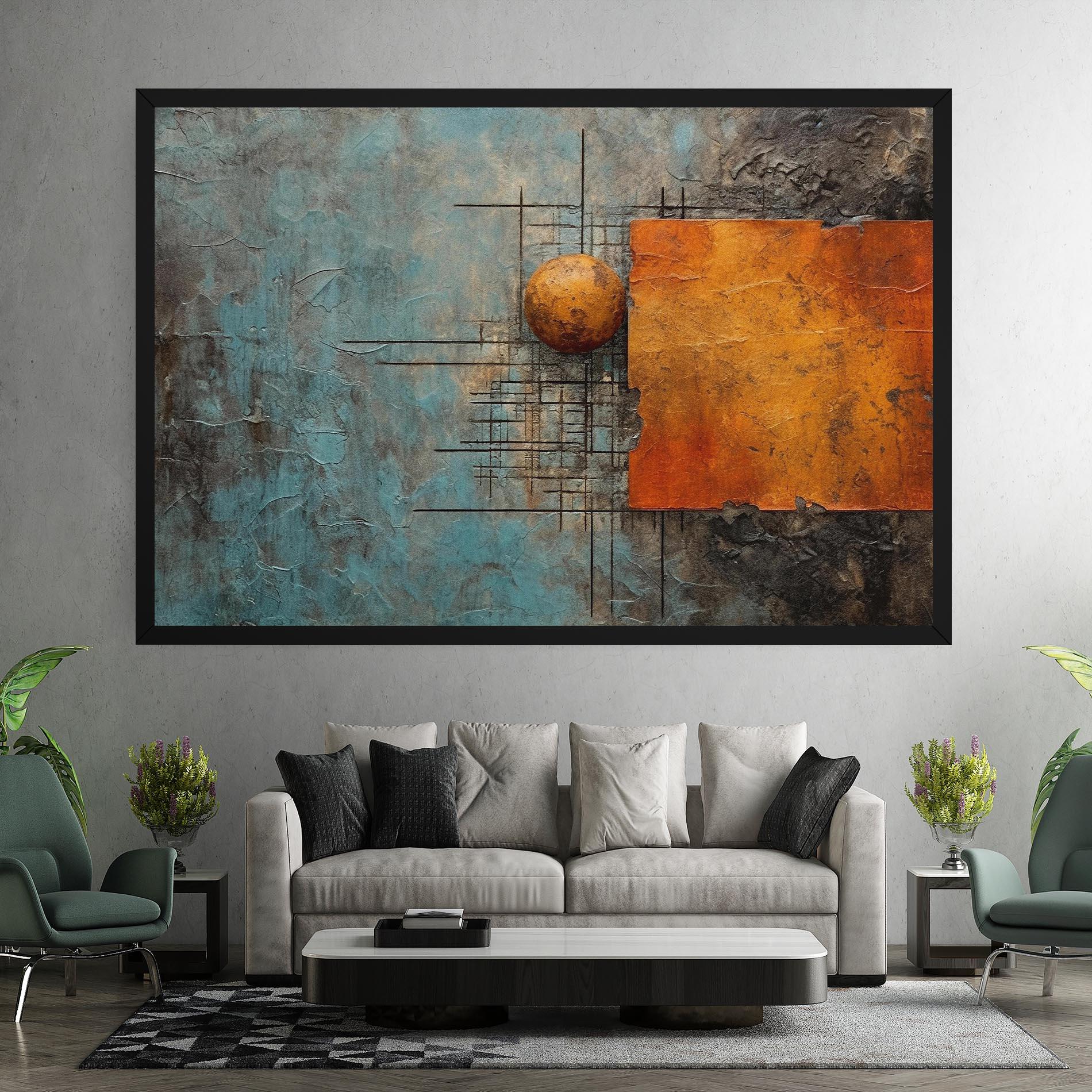 Tablou Canvas Orange Square Painting mockup 7