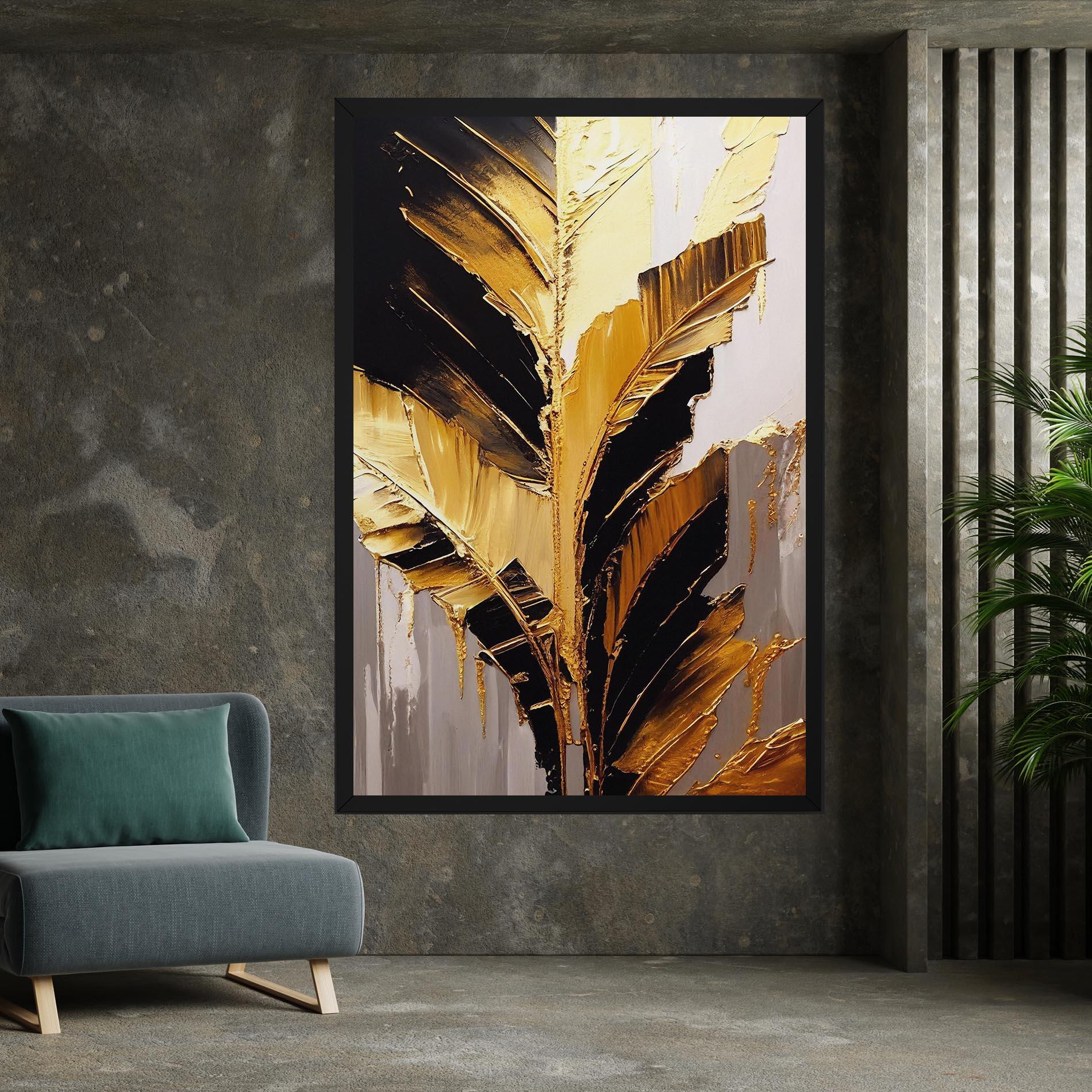 Tablou Canvas Balck With Gold Leafs mockup 7