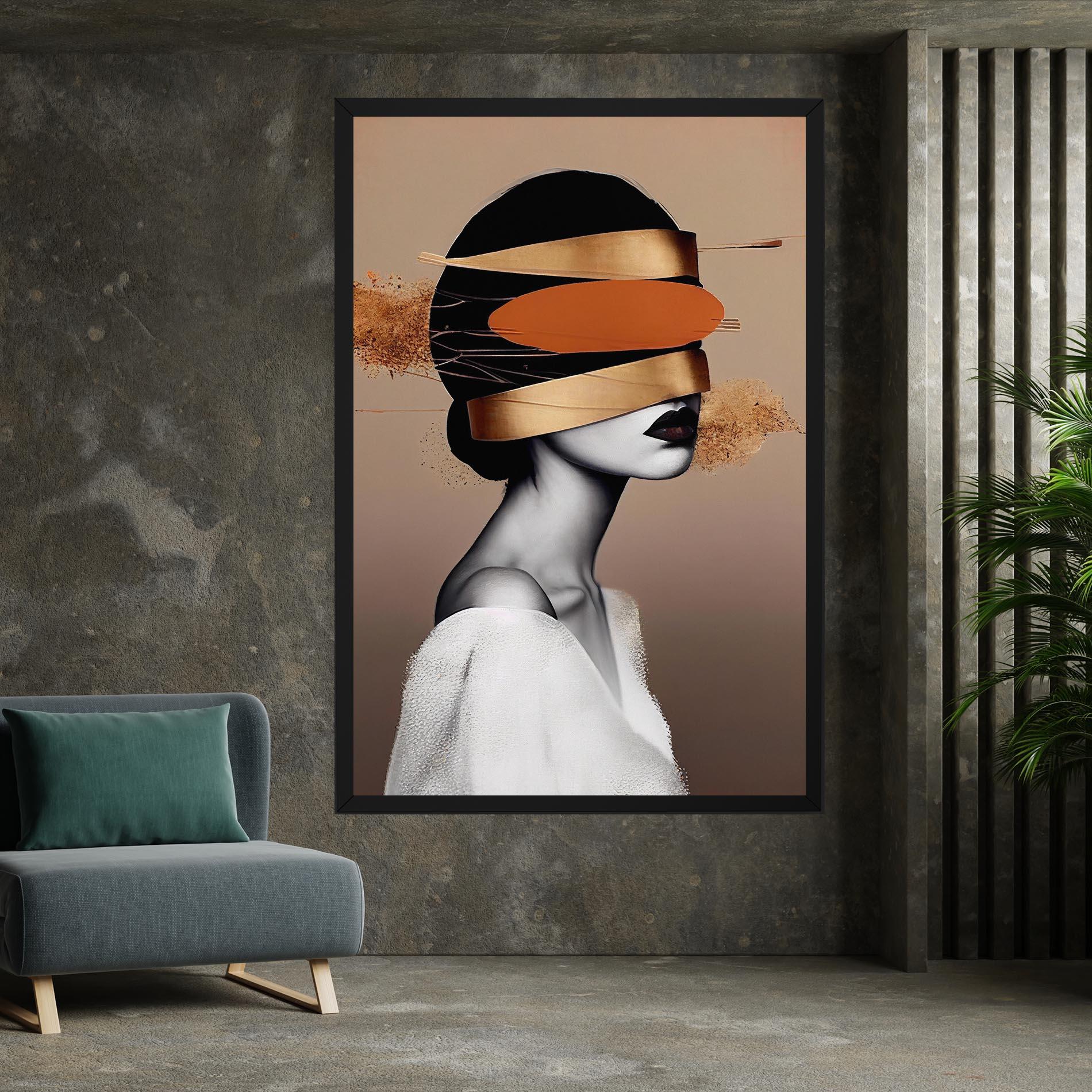 Tablou Canvas Woman With Gold Lines mockup 7