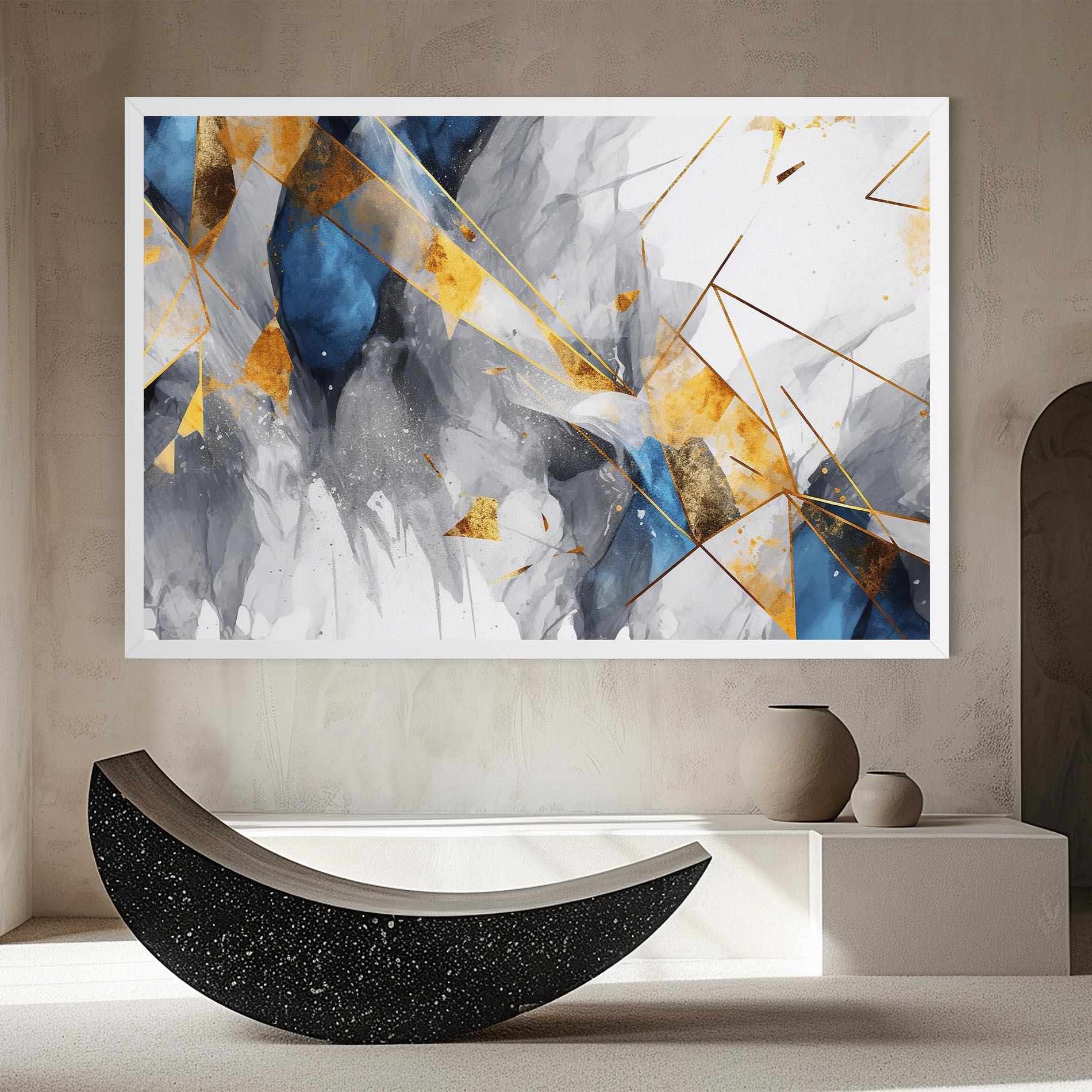 Tablou Canvas Abstract Gold Blue Pattern mockup 8