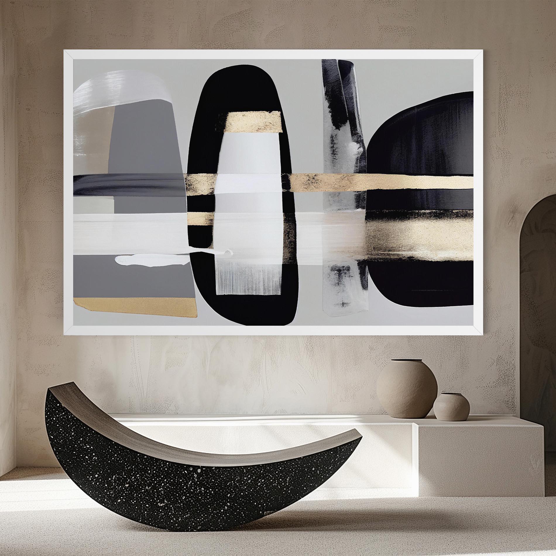 Tablou Canvas Abstract Gold Painting With Black mockup 8