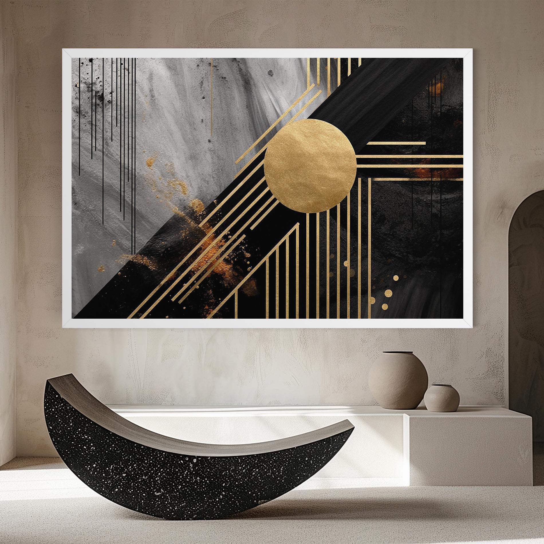 Tablou Canvas Gold Circle With Lines mockup 8