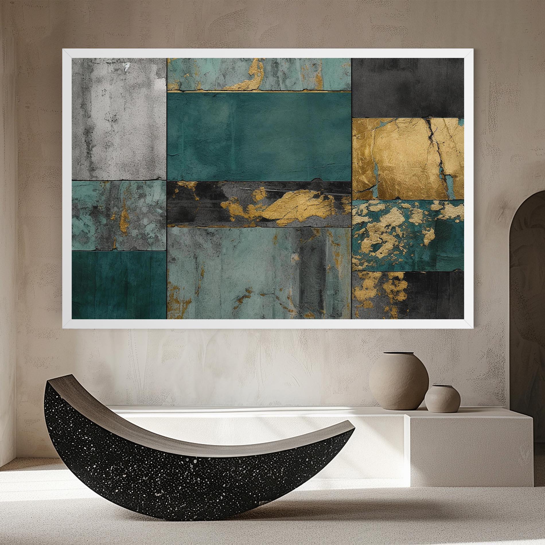 Tablou Canvas Golden Green Painting mockup 8