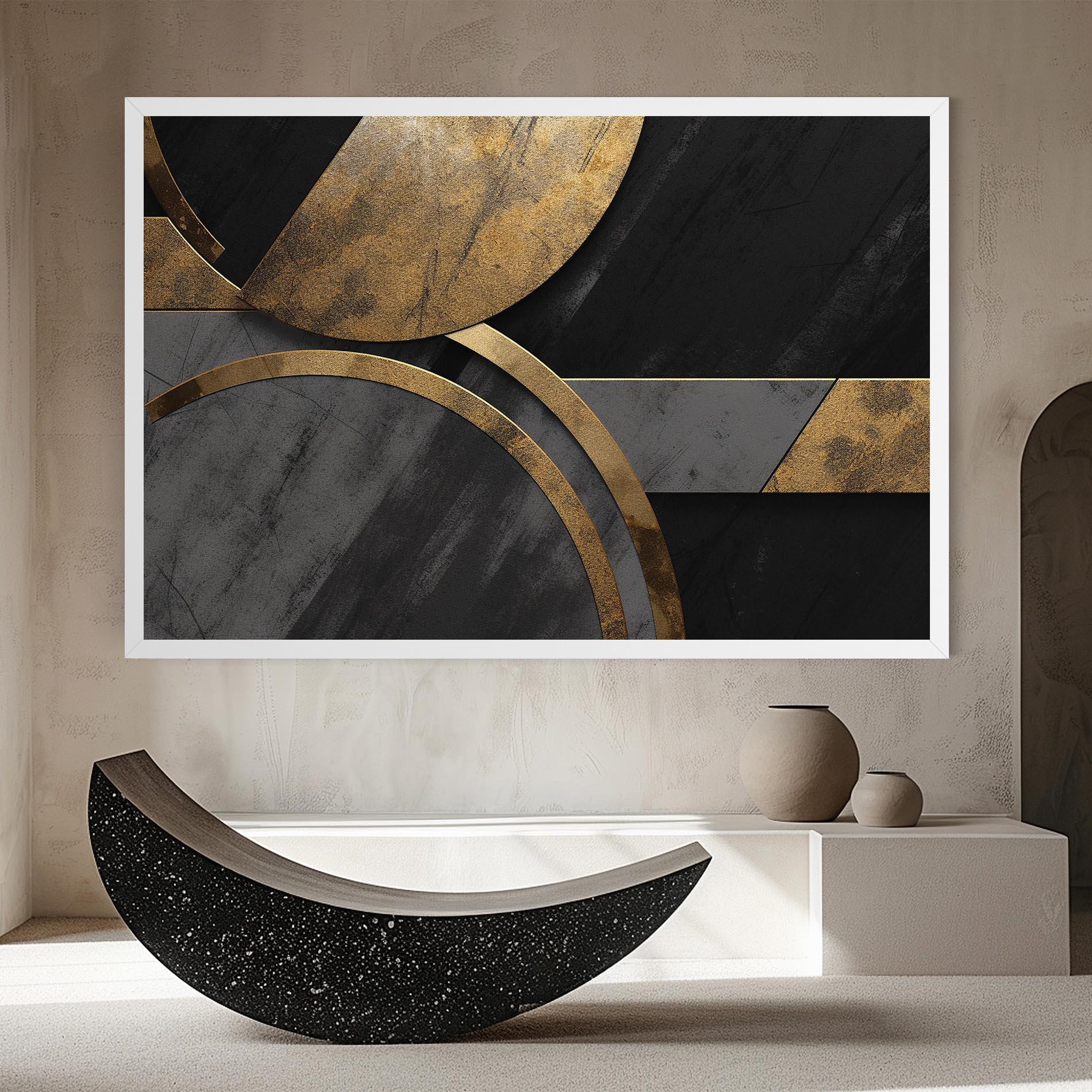 Tablou Canvas Grey With Gold Painting mockup 8
