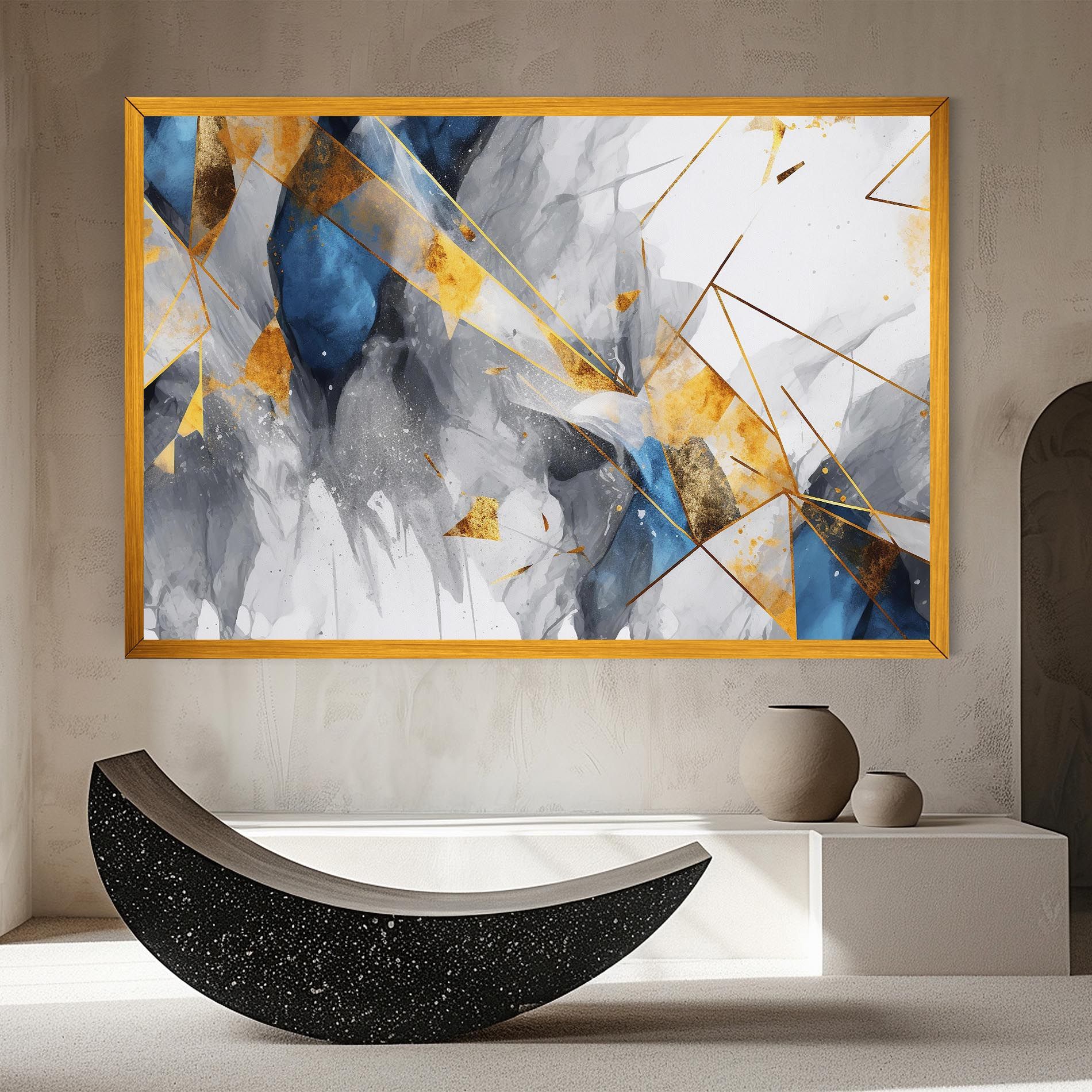 Abstract Gold Blue Pattern mockup 8