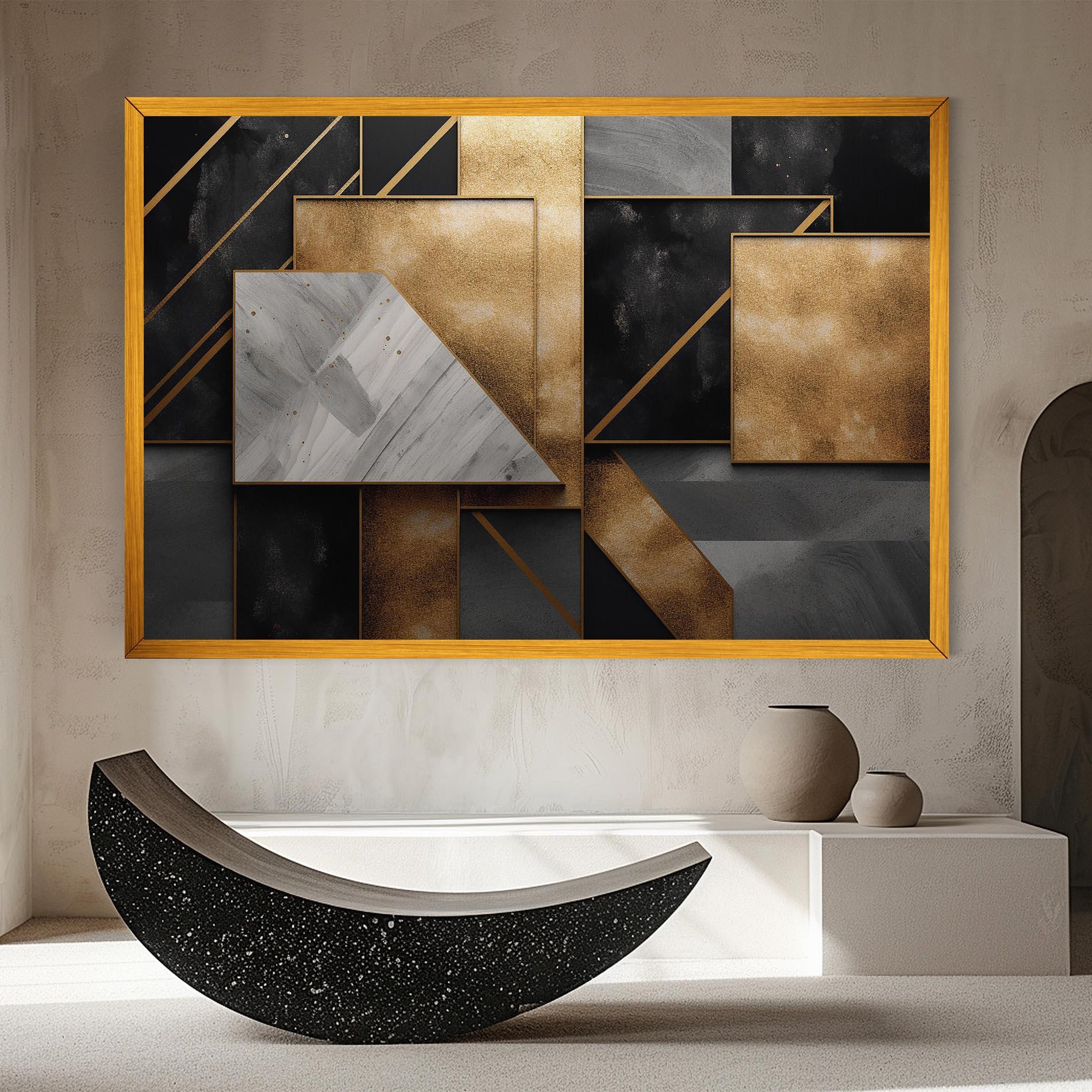 Tablou Canvas Abstract Gold Square mockup 8