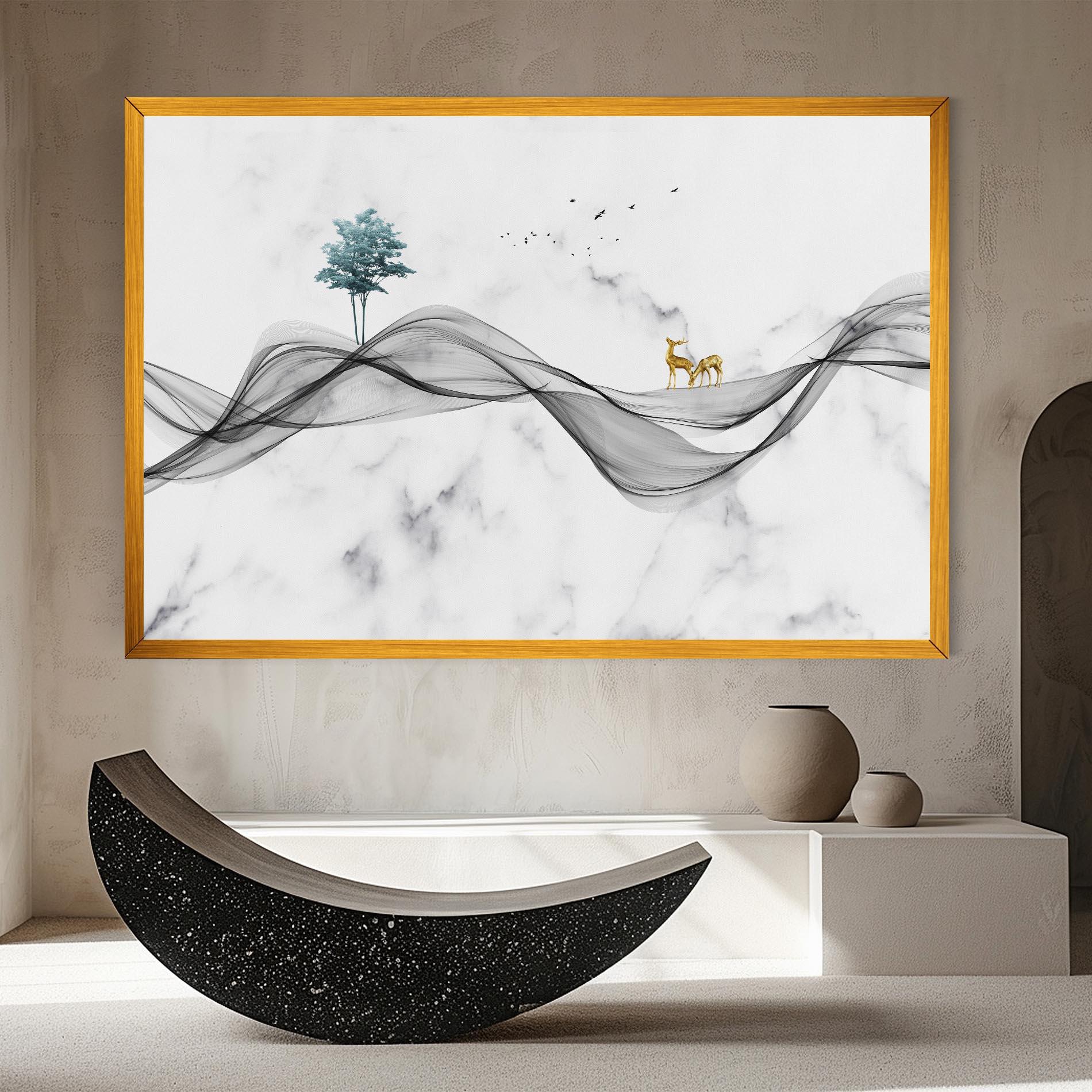 Tablou Canvas Abstract Golden Landscape 1 mockup 8