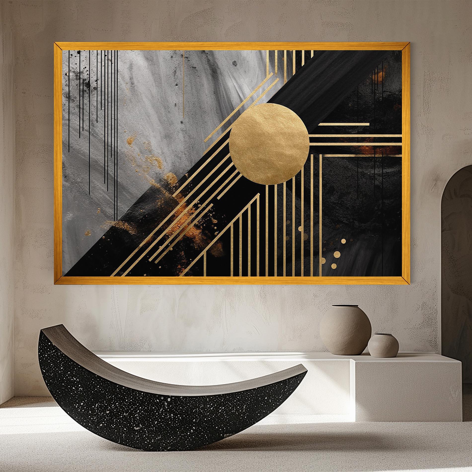 Tablou Canvas Gold Circle With Lines mockup 8