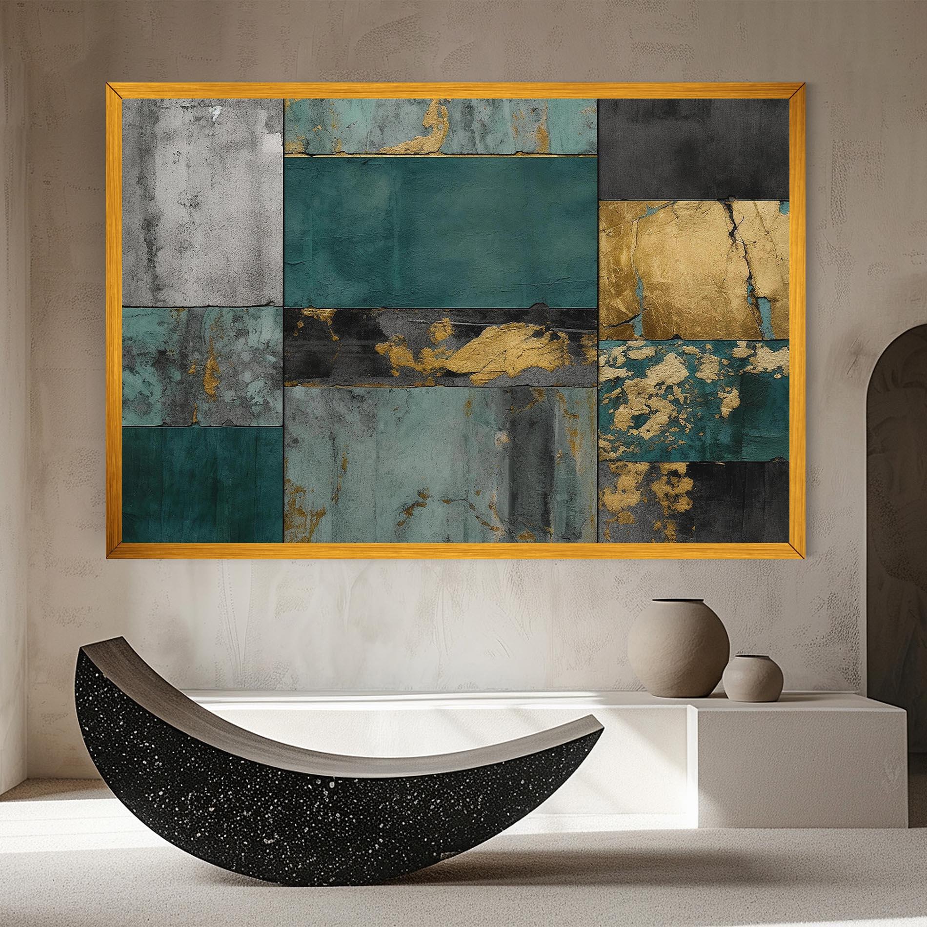 Tablou Canvas Golden Green Painting mockup 8