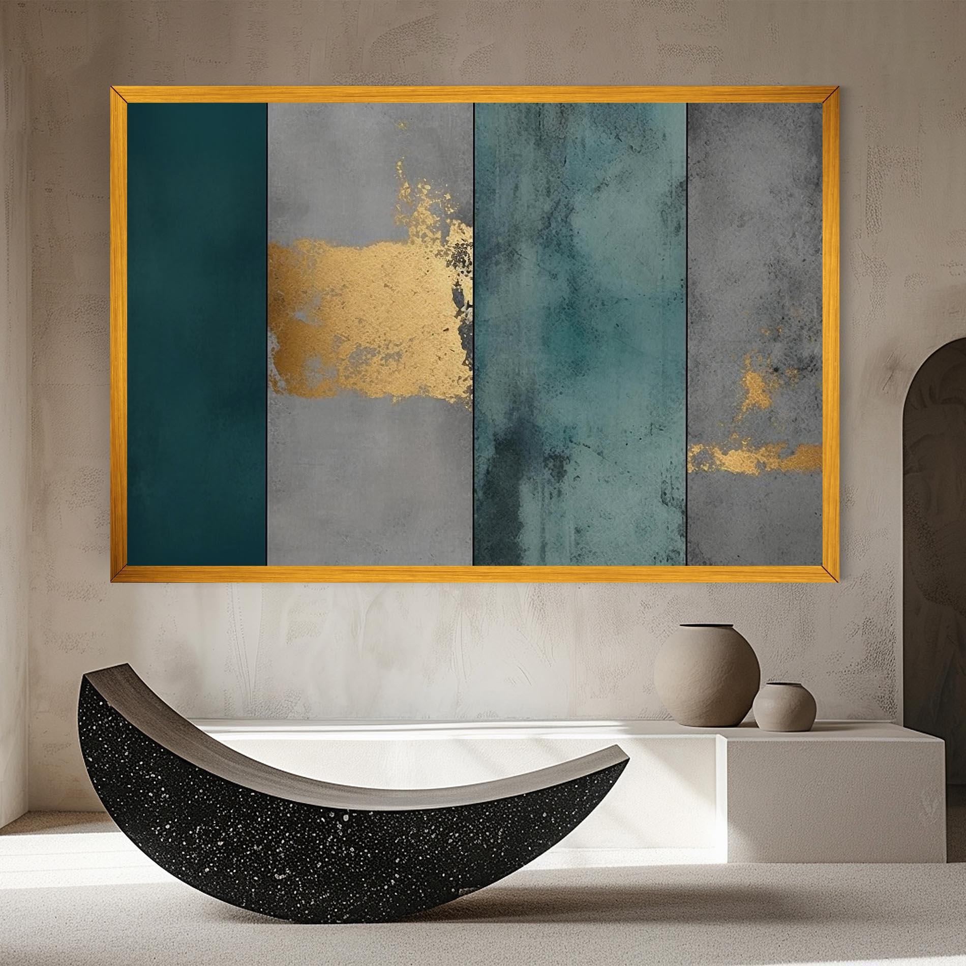 Tablou Canvas Green Colors With Gold mockup 8