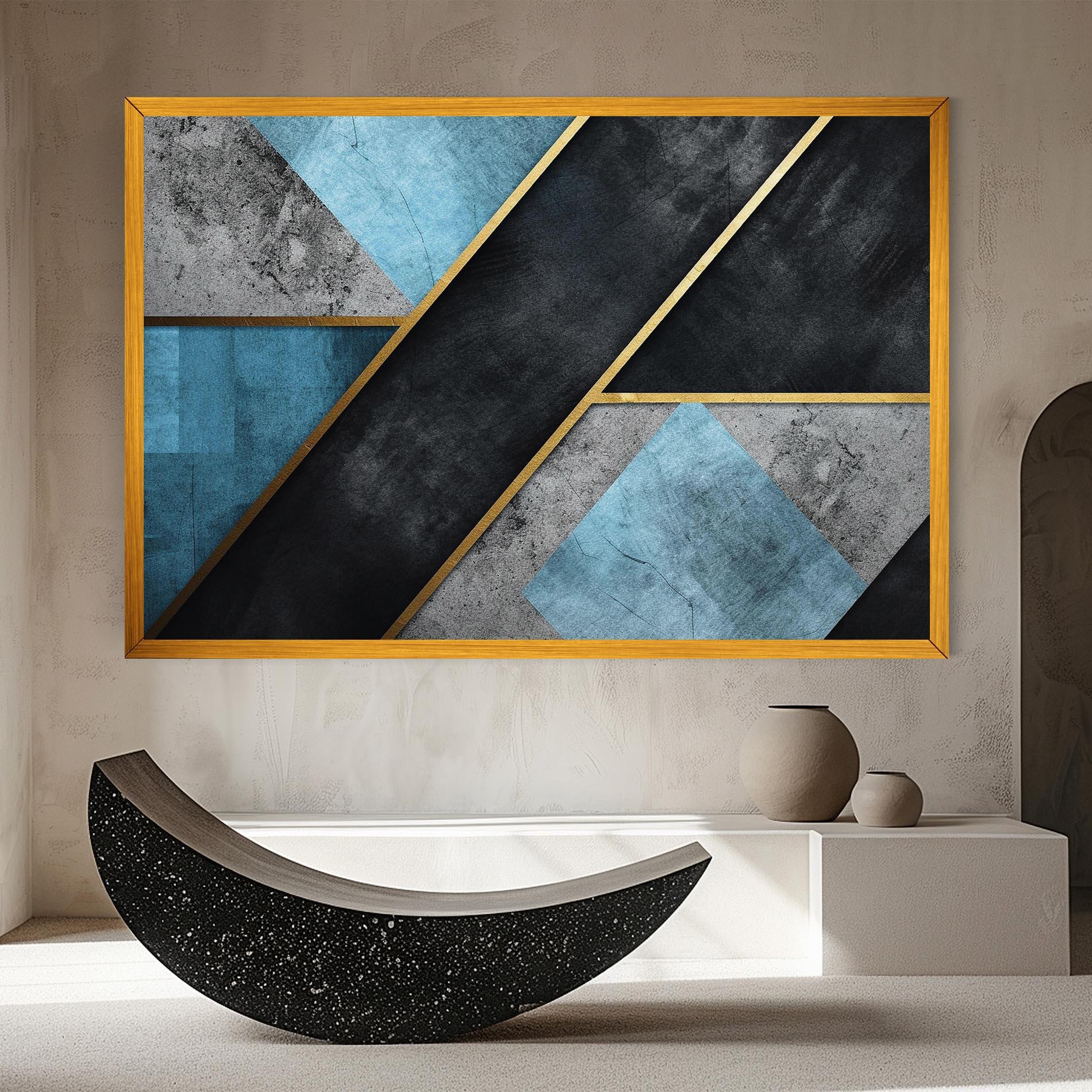 Tablou Canvas Grey With Blue Painting mockup 8