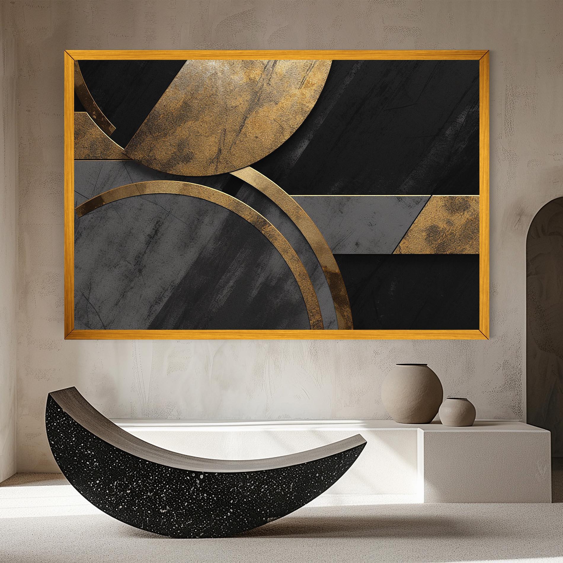 Tablou Canvas Grey With Gold Painting mockup 8