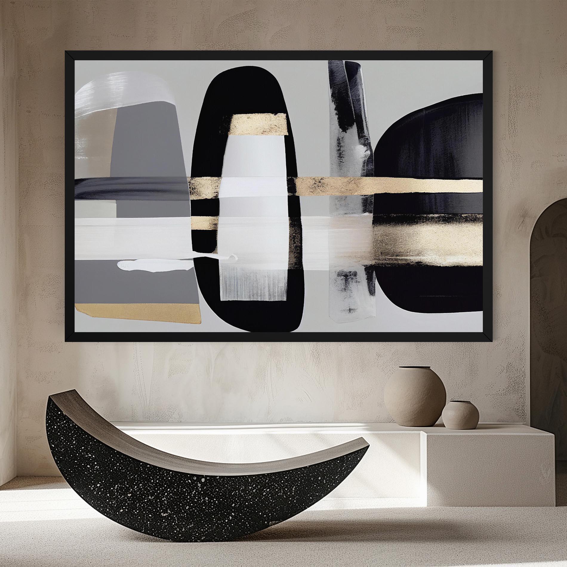 Tablou Canvas Abstract Gold Painting With Black mockup 8