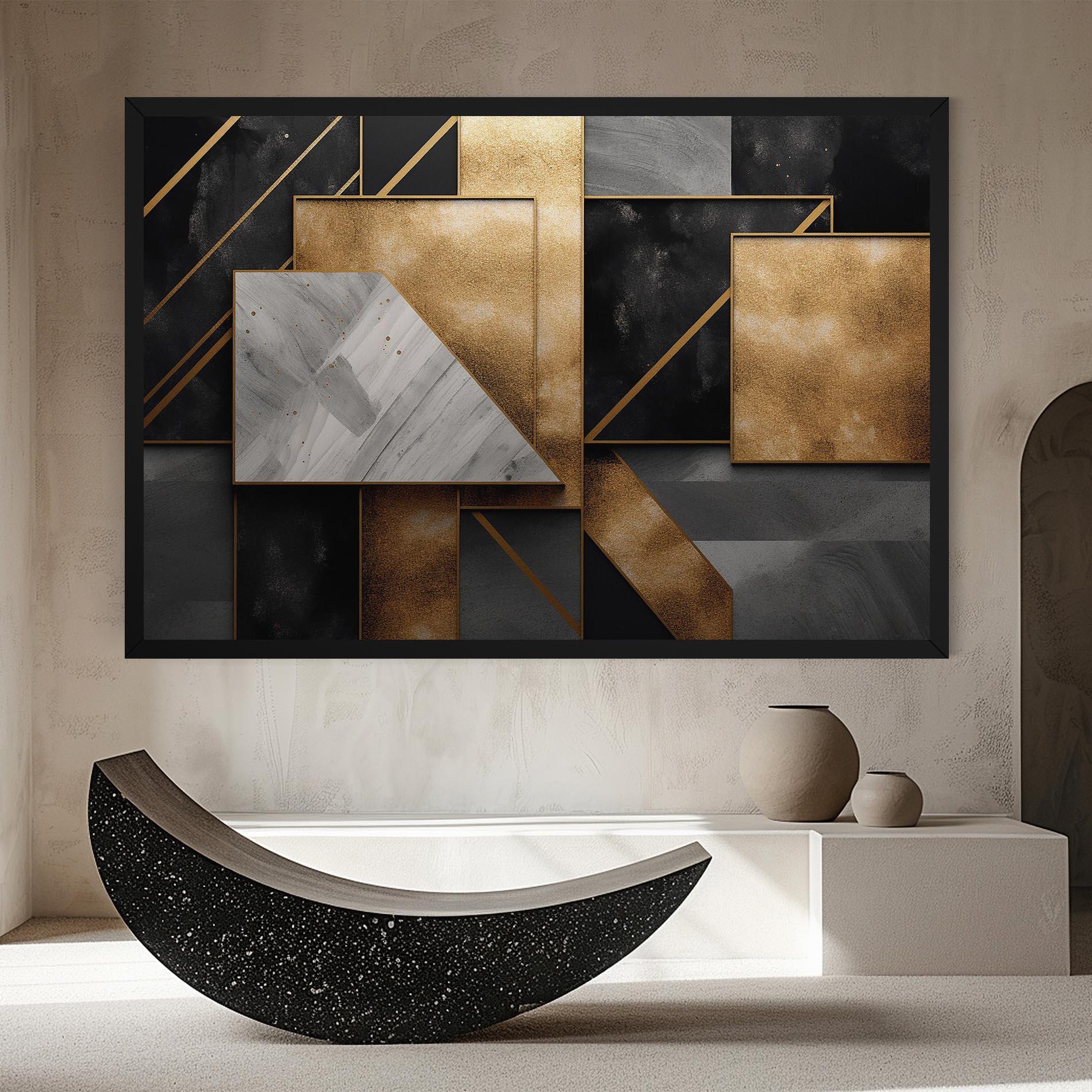 Tablou Canvas Abstract Gold Square mockup 8